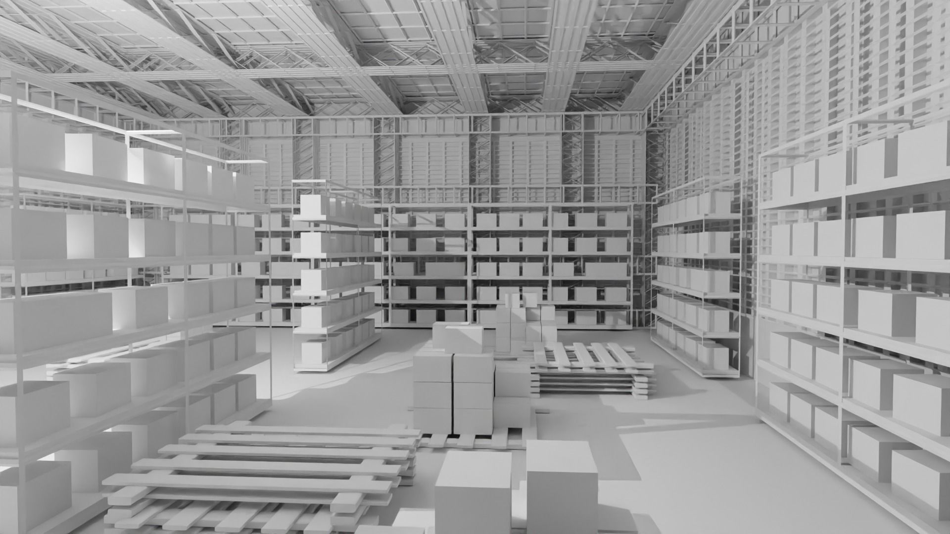 Warehouse Interior - No Material Low-poly 3D model_5