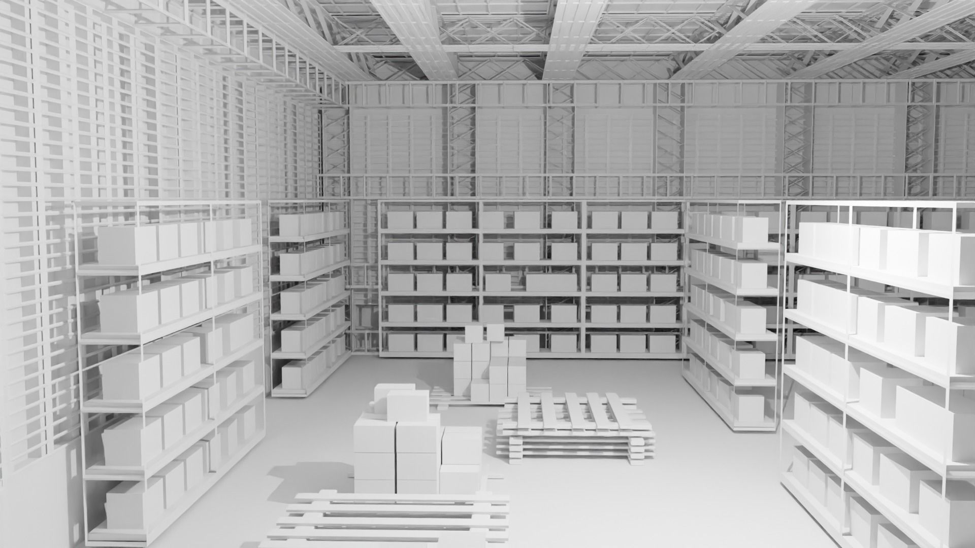 Warehouse Interior - No Material Low-poly 3D model_2