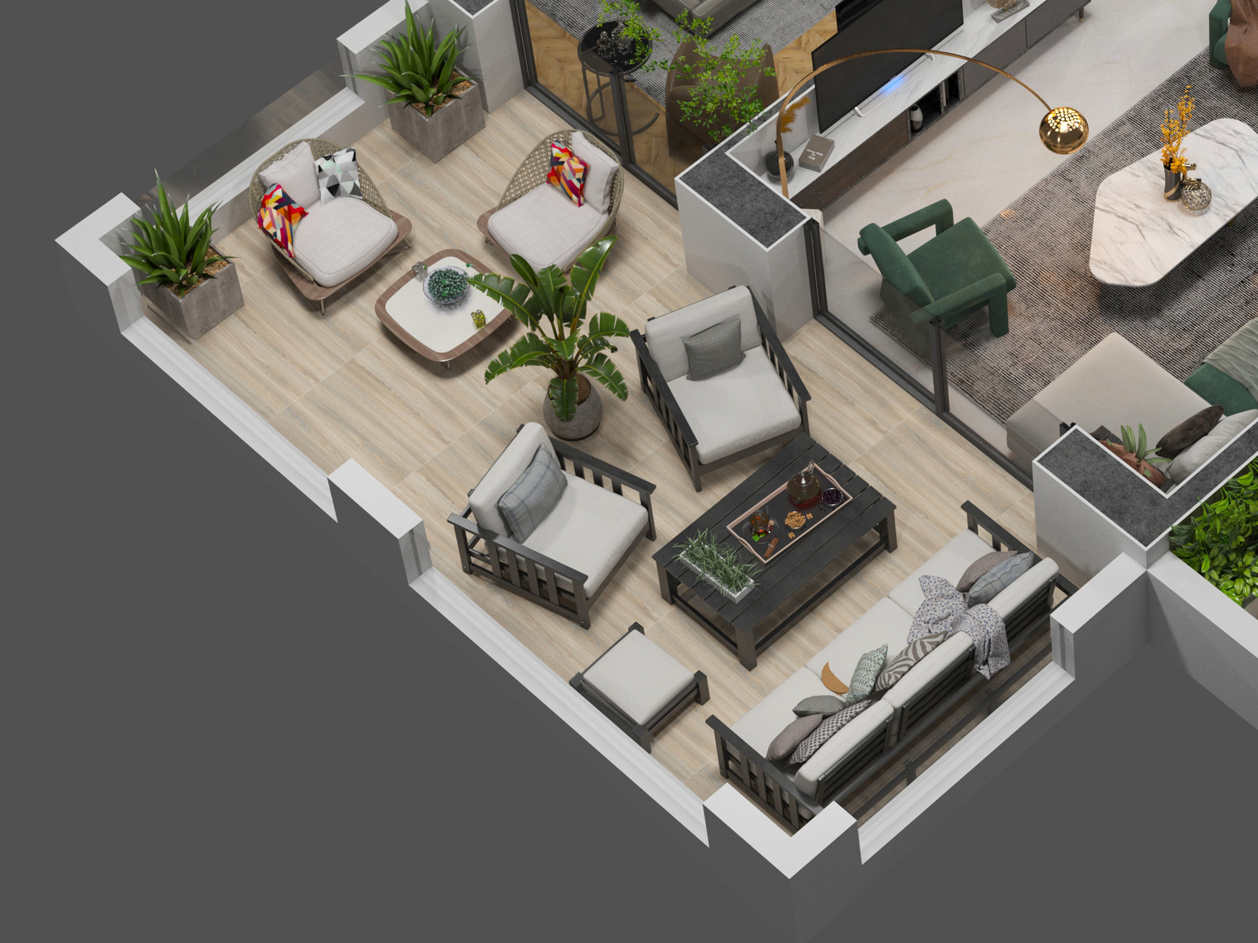 Detailled floorplan k2 3D model_4