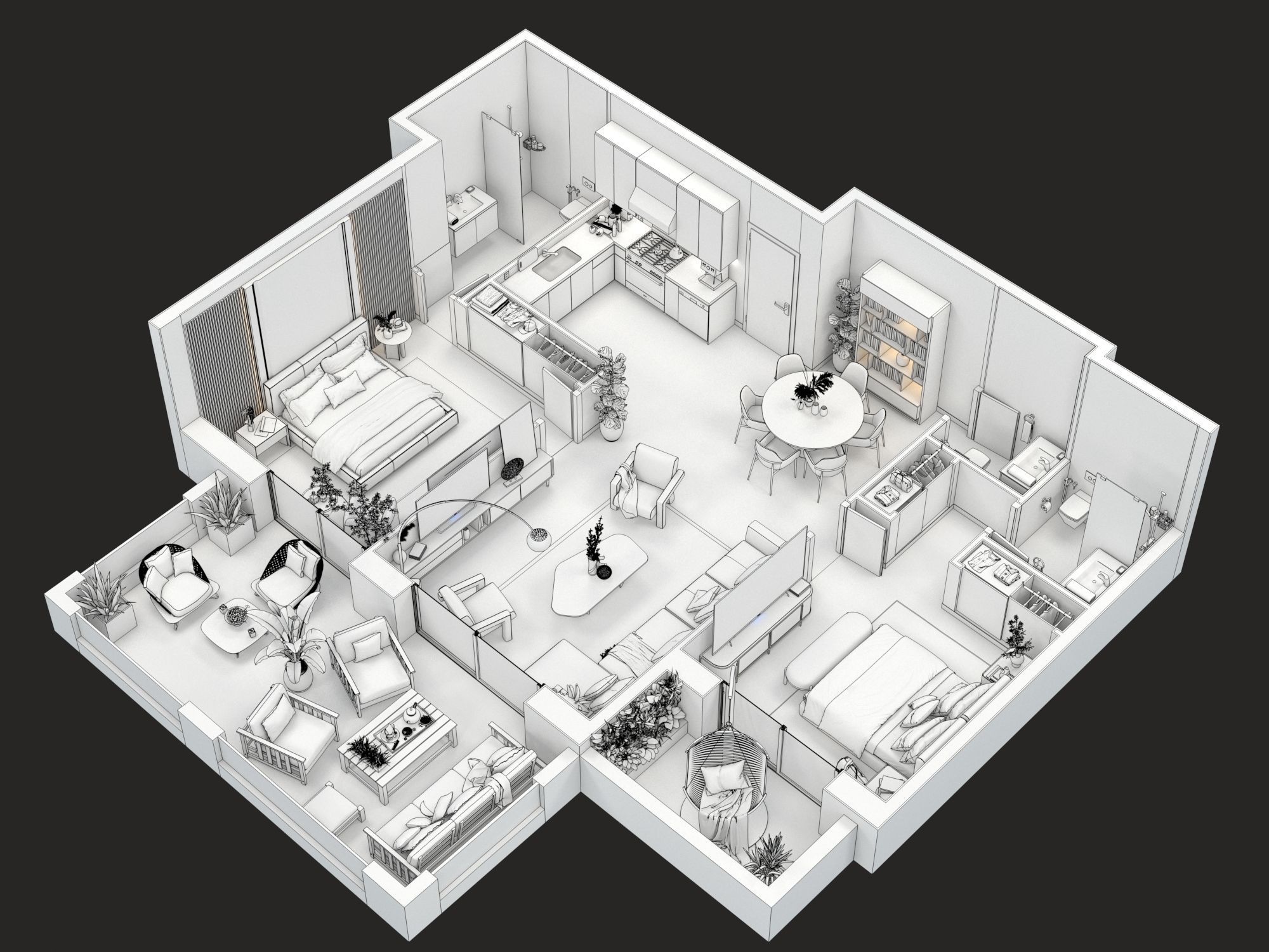 Detailled floorplan k2 3D model_7