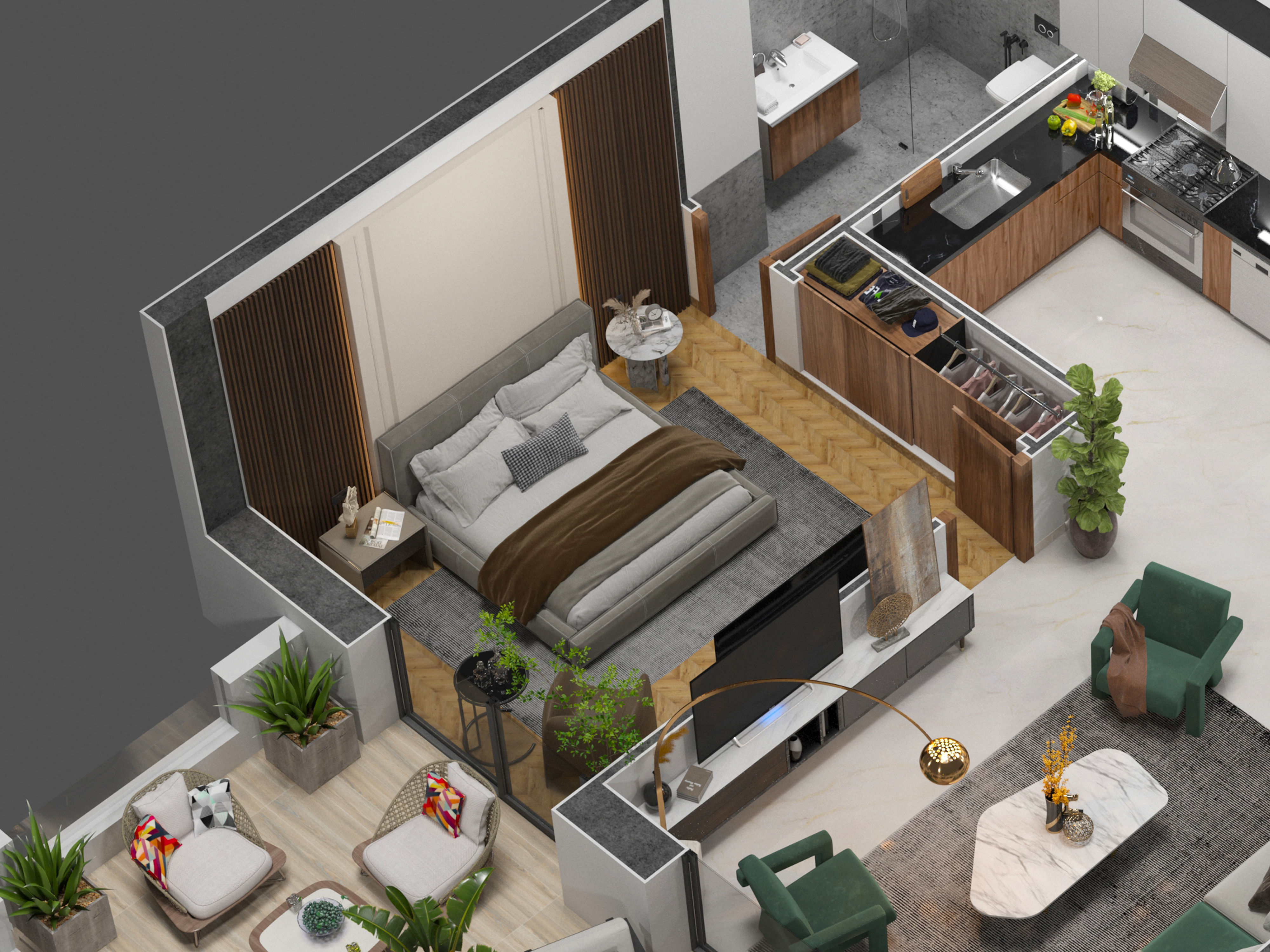 Detailled floorplan k2 3D model_3