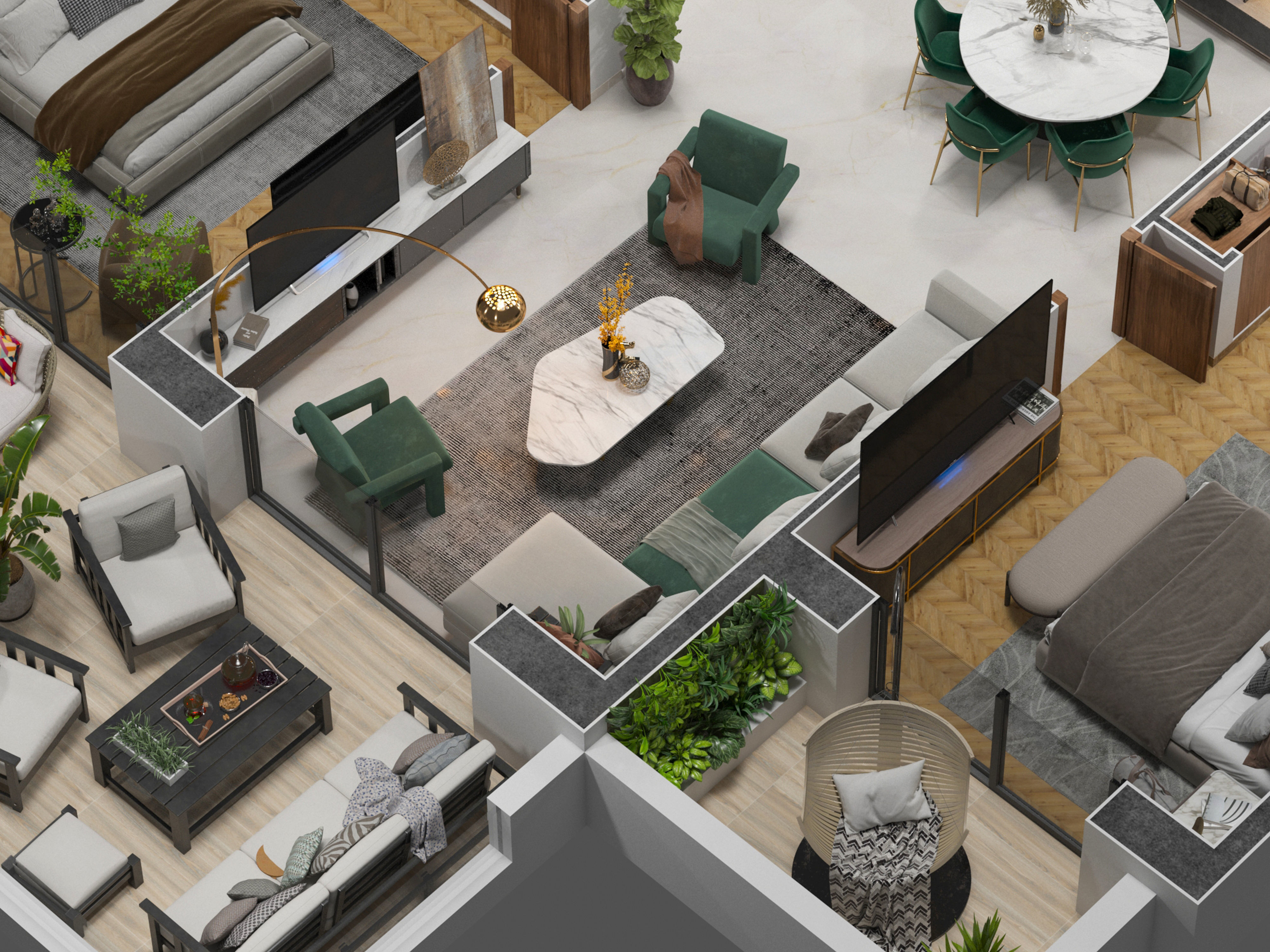 Detailled floorplan k2 3D model_6