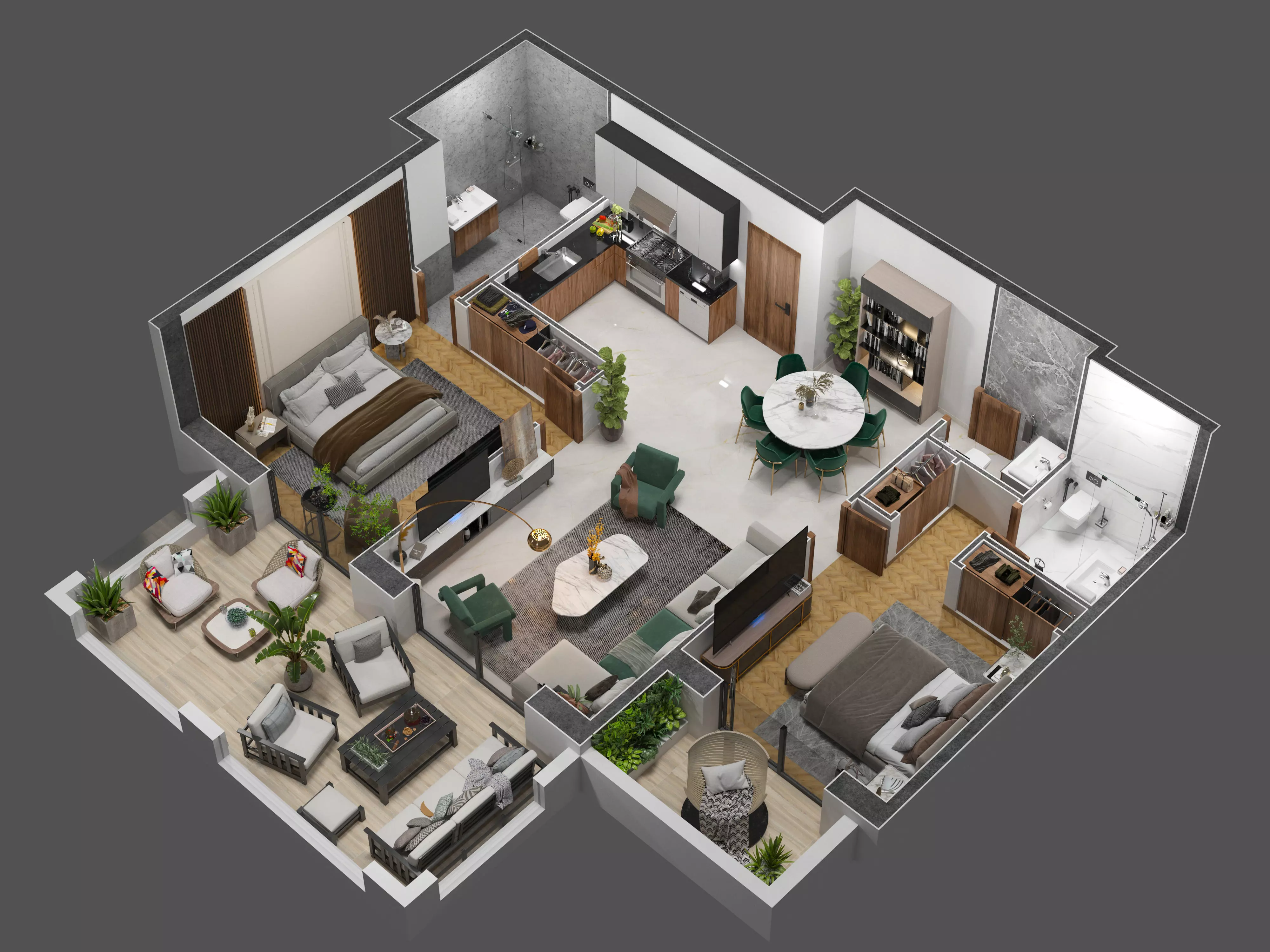 Detailled floorplan k2 3D model_0