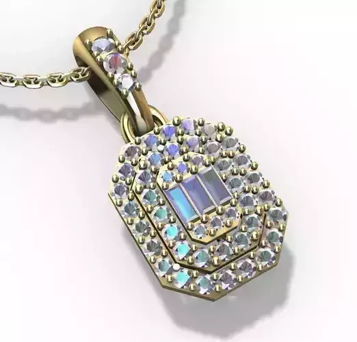 Diamonds Pendant with Baguette diamonds Y0005