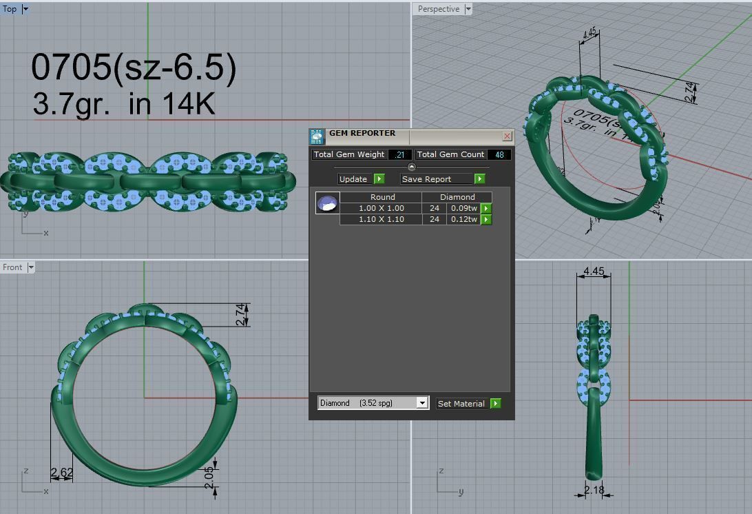 Chain Style Diamond Ring 0705 3D print model_4