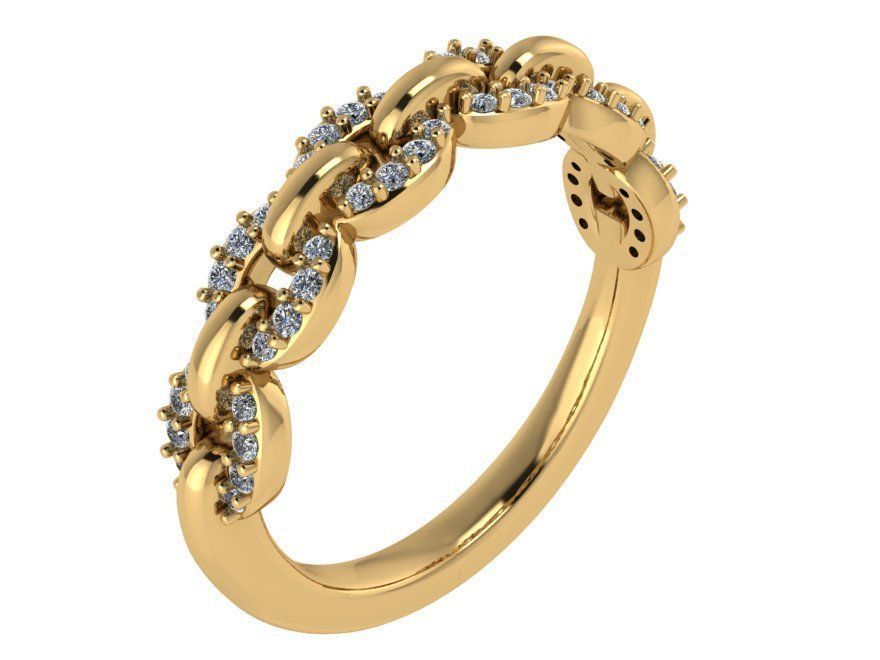 Chain Style Diamond Ring 0705 3D print model_1
