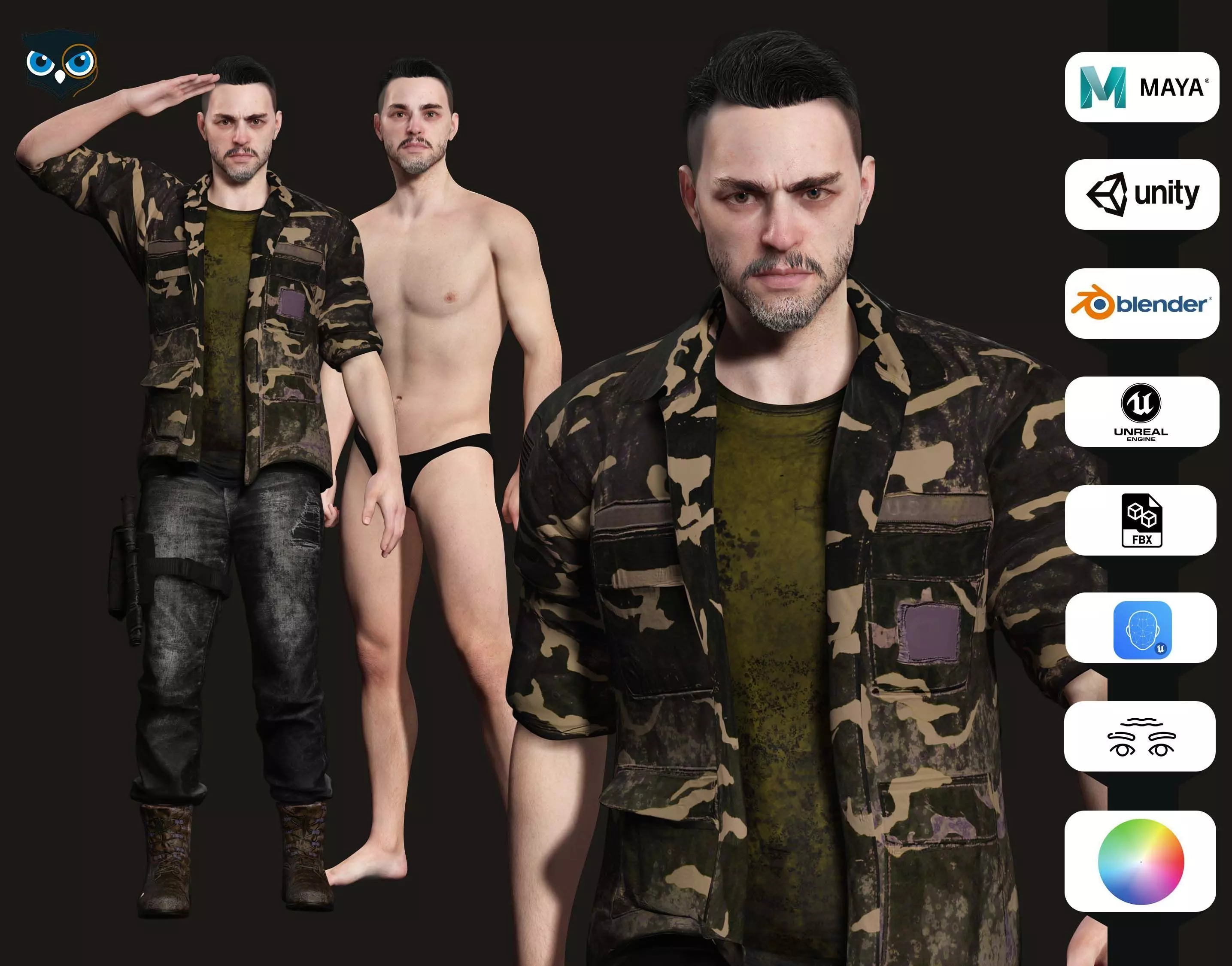 Strategic Stalwart - Kiven In Midnight Como Low-poly 3D model_0