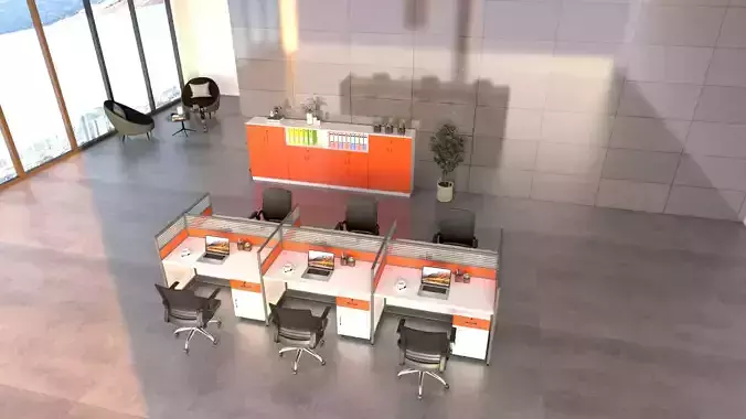 Modern office desk and chair SU model