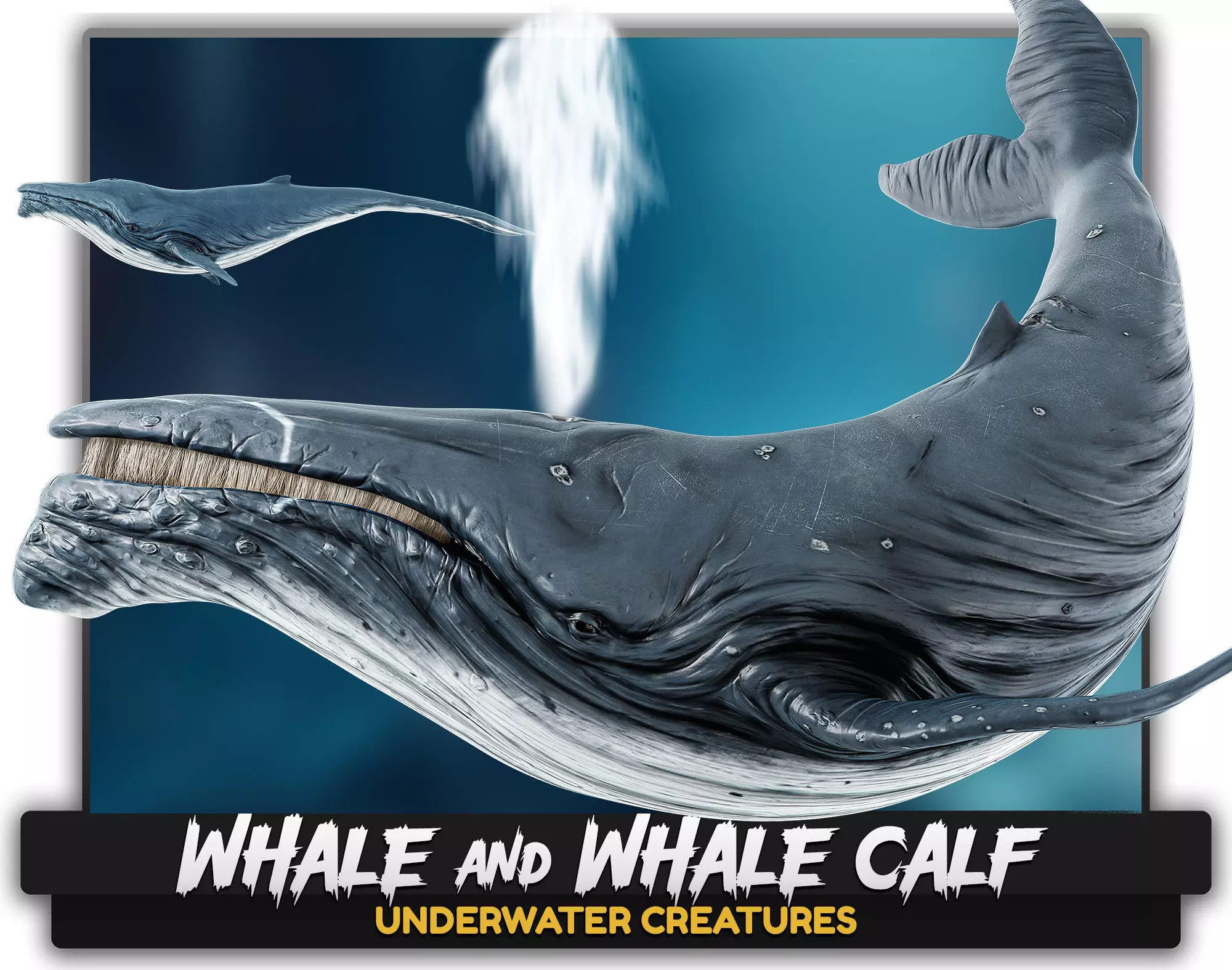 Whale and Whale Calf - Underwater Creature Animated Monster - 23 Low-poly 3D model_0