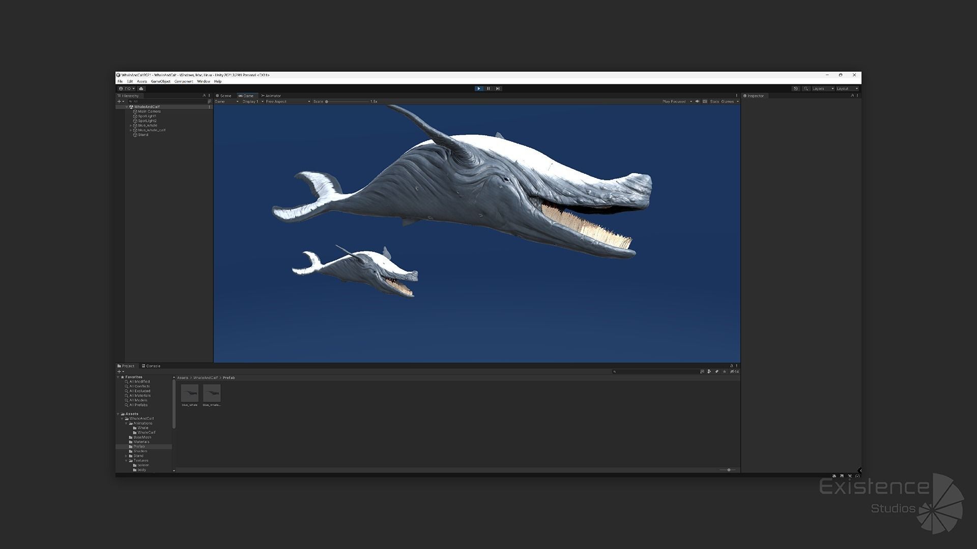 Whale and Whale Calf - Underwater Creature Animated Monster - 23 Low-poly 3D model_31