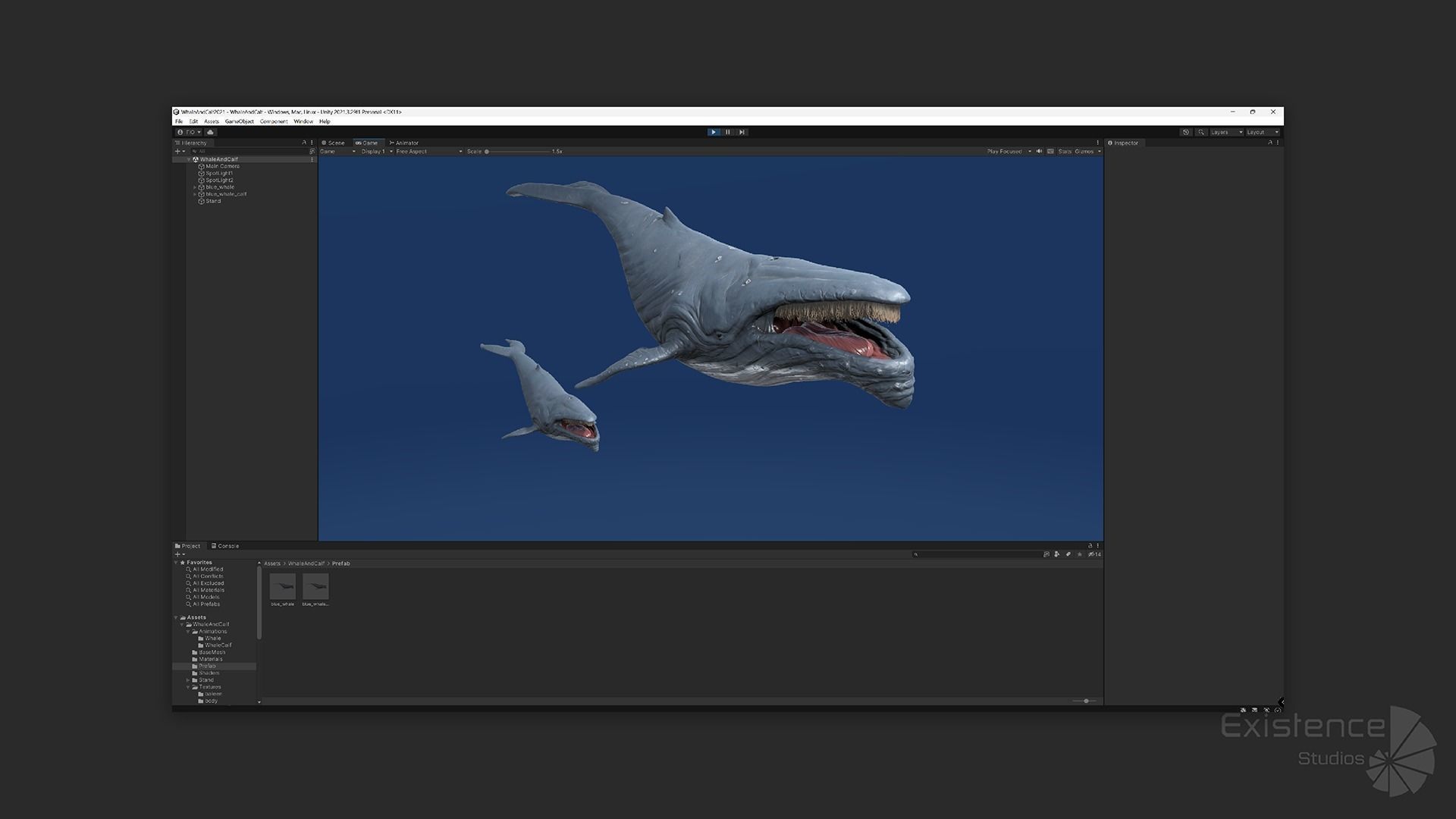 Whale and Whale Calf - Underwater Creature Animated Monster - 23 Low-poly 3D model_30
