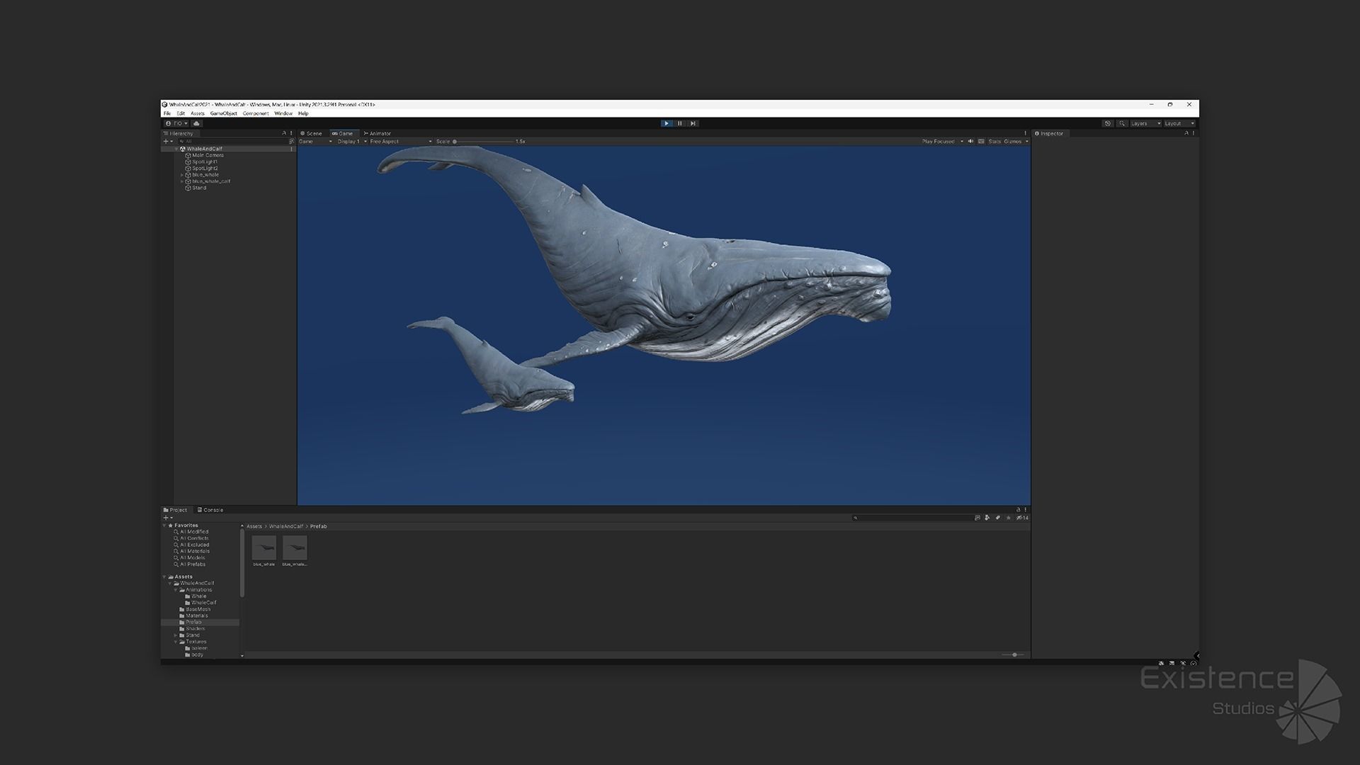 Whale and Whale Calf - Underwater Creature Animated Monster - 23 Low-poly 3D model_28