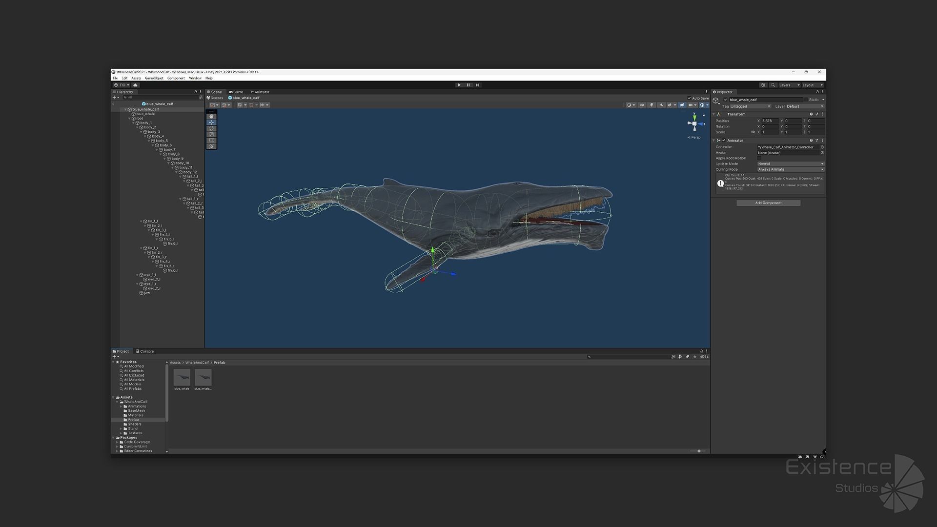 Whale and Whale Calf - Underwater Creature Animated Monster - 23 Low-poly 3D model_26