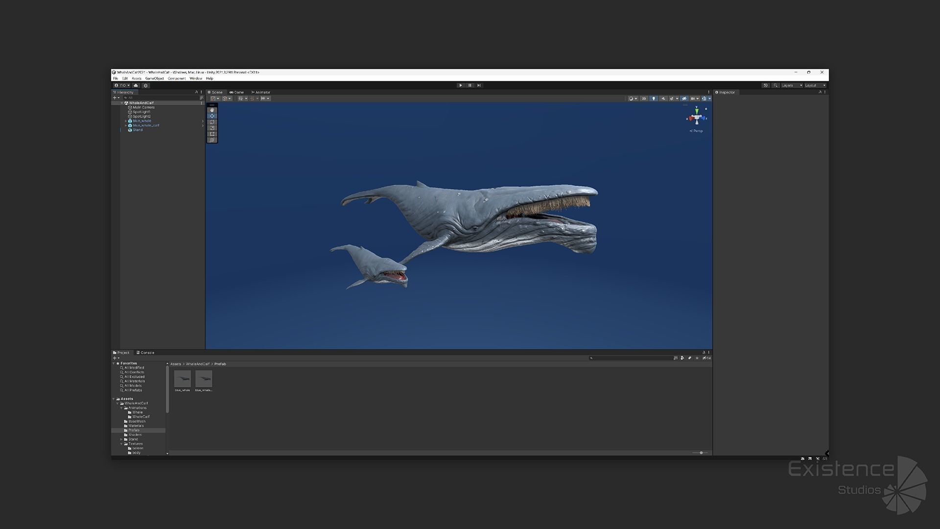 Whale and Whale Calf - Underwater Creature Animated Monster - 23 Low-poly 3D model_29