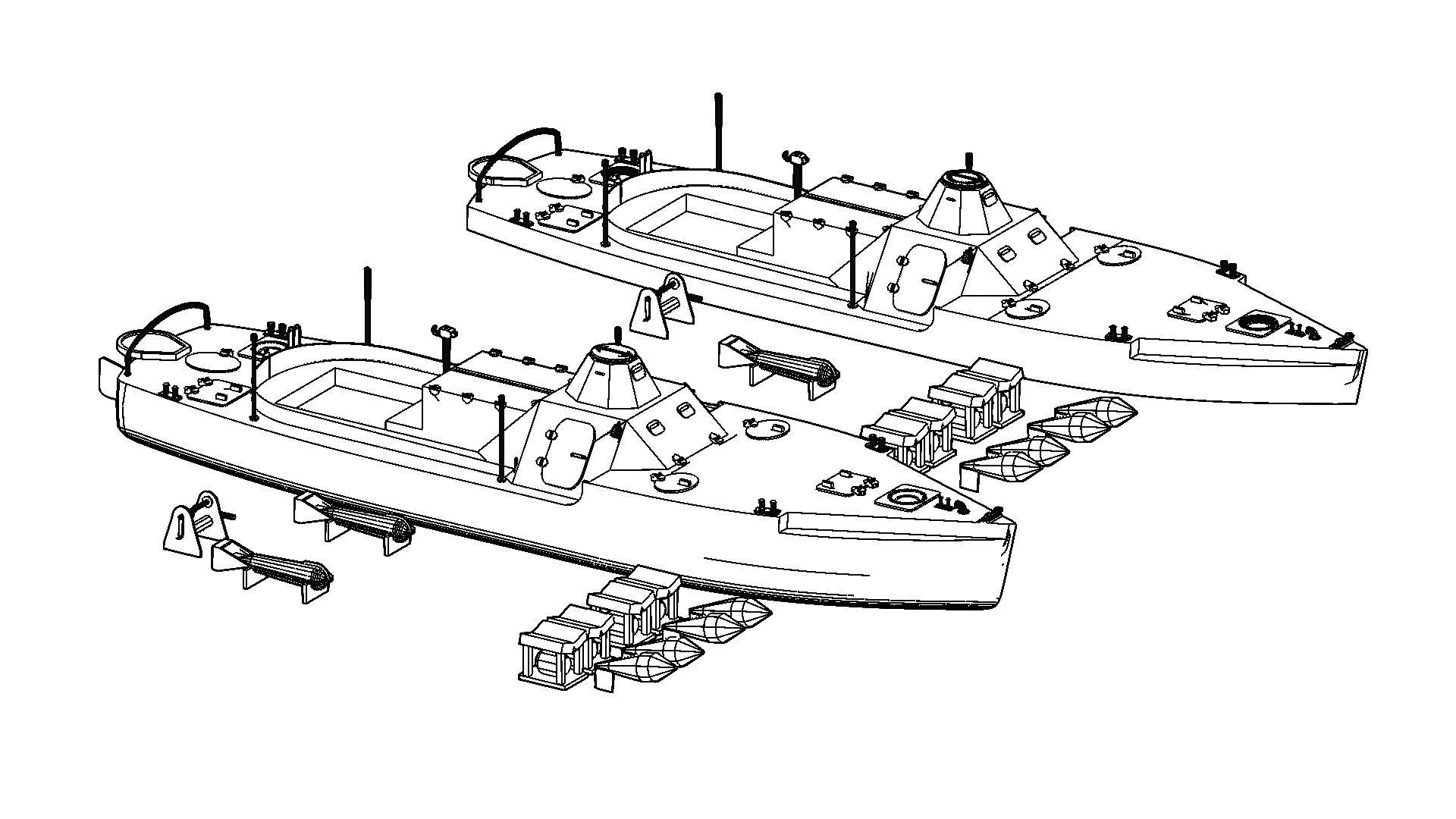 Old Small Armored River MineSweper 4 variants 3D print model_6
