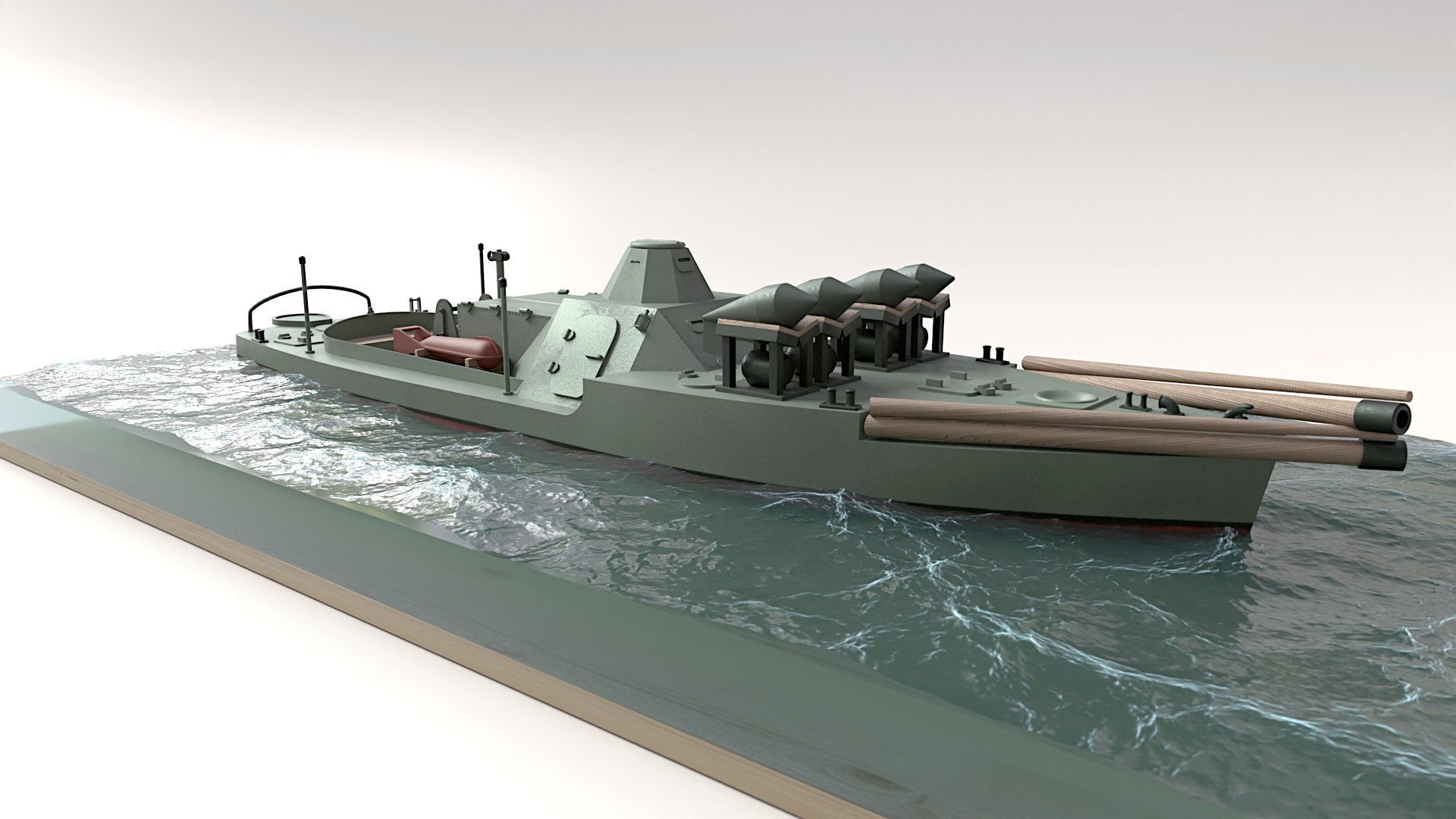 Old Small Armored River MineSweper 4 variants 3D print model_3