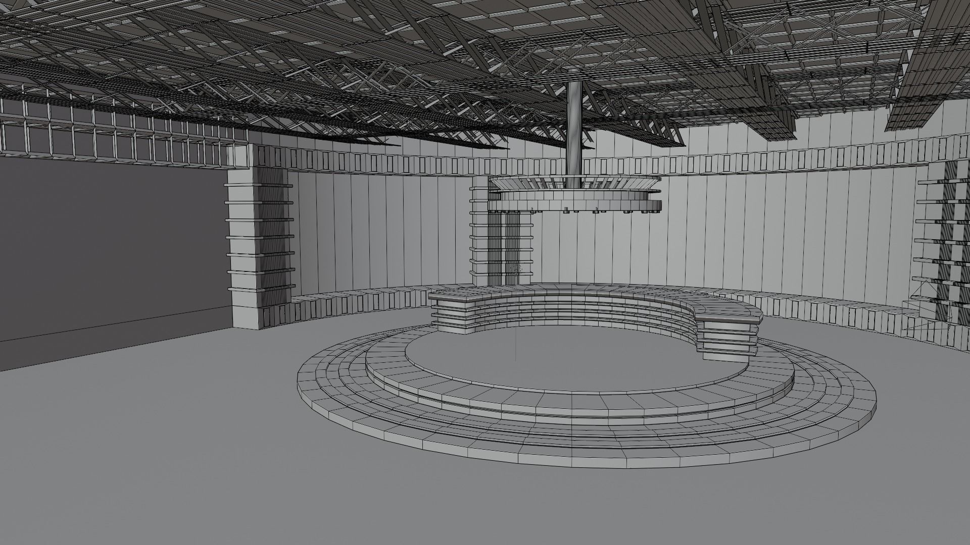 TV Studio News Low-poly 3D model_8