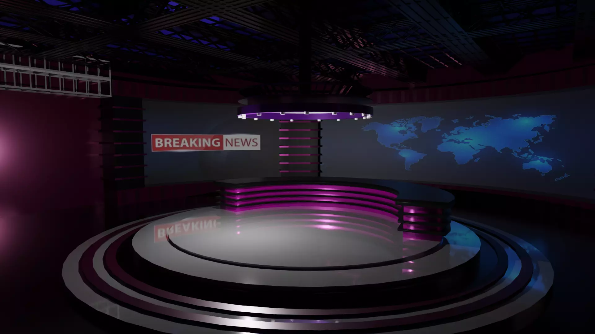 TV Studio News Low-poly 3D model_0