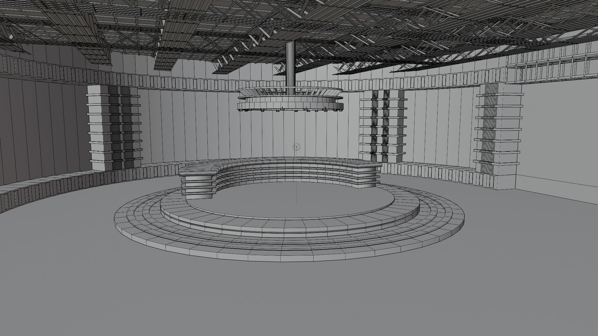 TV Studio News Low-poly 3D model_7