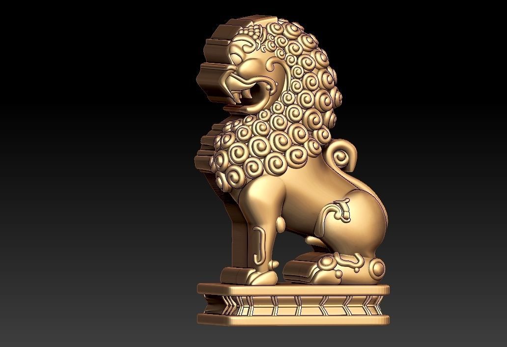 Chinese Lion Pendant 3D print model_1