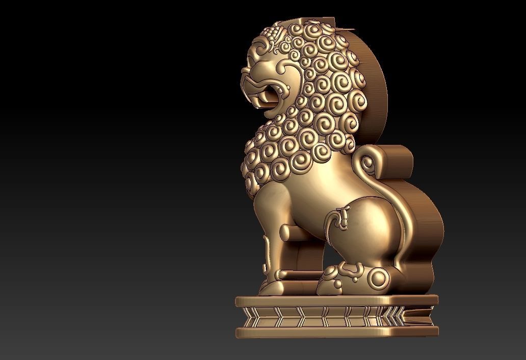 Chinese Lion Pendant 3D print model_2