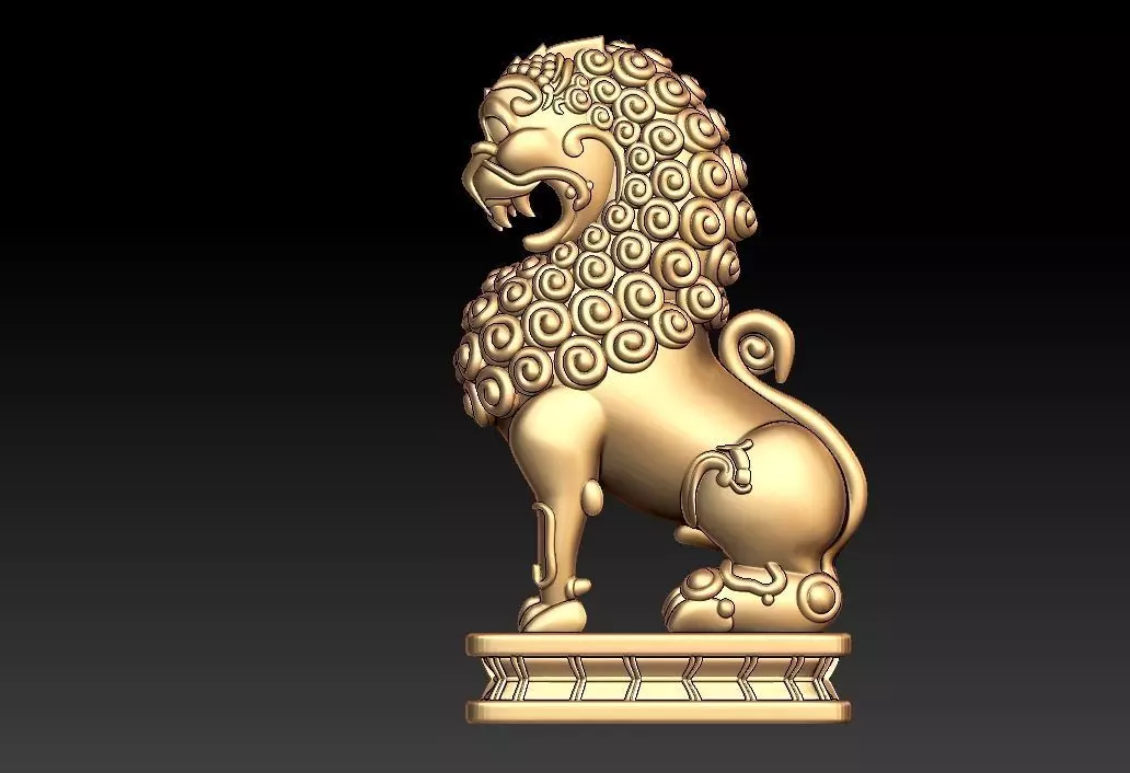 Chinese Lion Pendant 3D print model_0