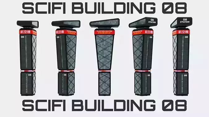 SciFi Cyberpunk Building 08 Low-poly 3D model