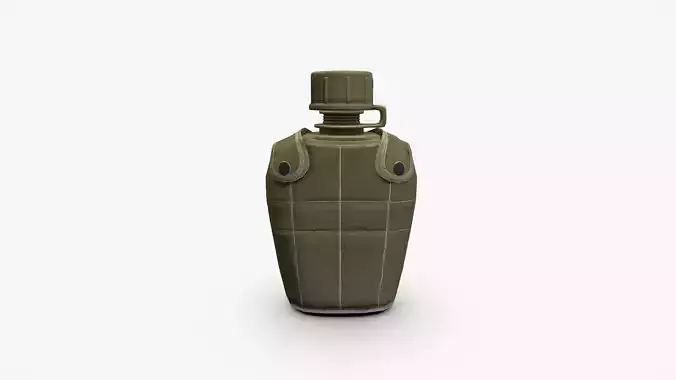 Water bottle with canteen Low-poly 3D model