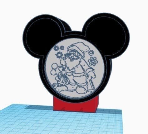 Mickey Mouse and Santa Litho Lamp and Christmas stickers  3D print model_1