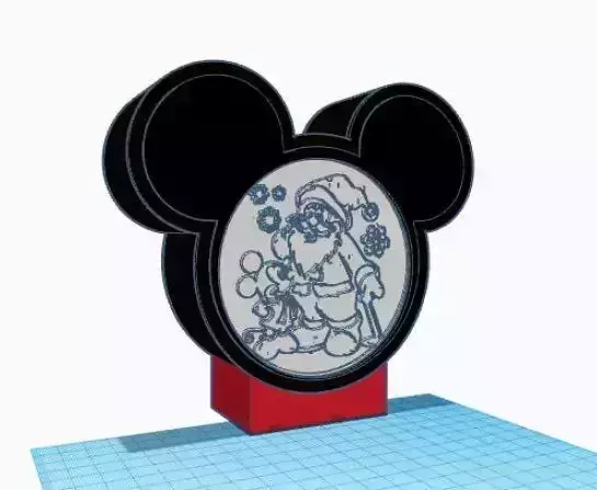Mickey Mouse and Santa Litho Lamp and Christmas stickers  3D print model