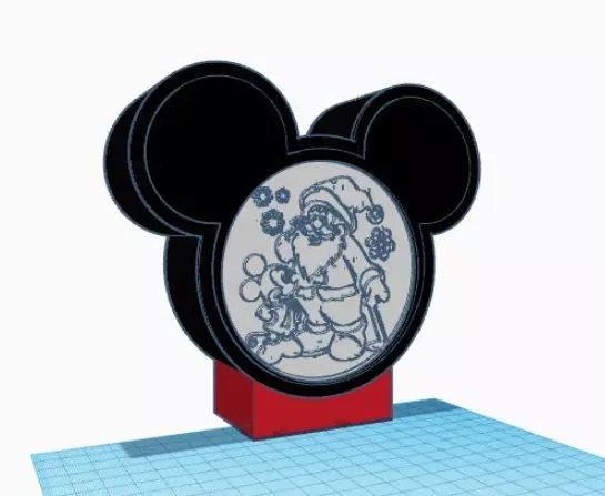 Mickey Mouse and Santa Litho Lamp and Christmas stickers  3D print model_0