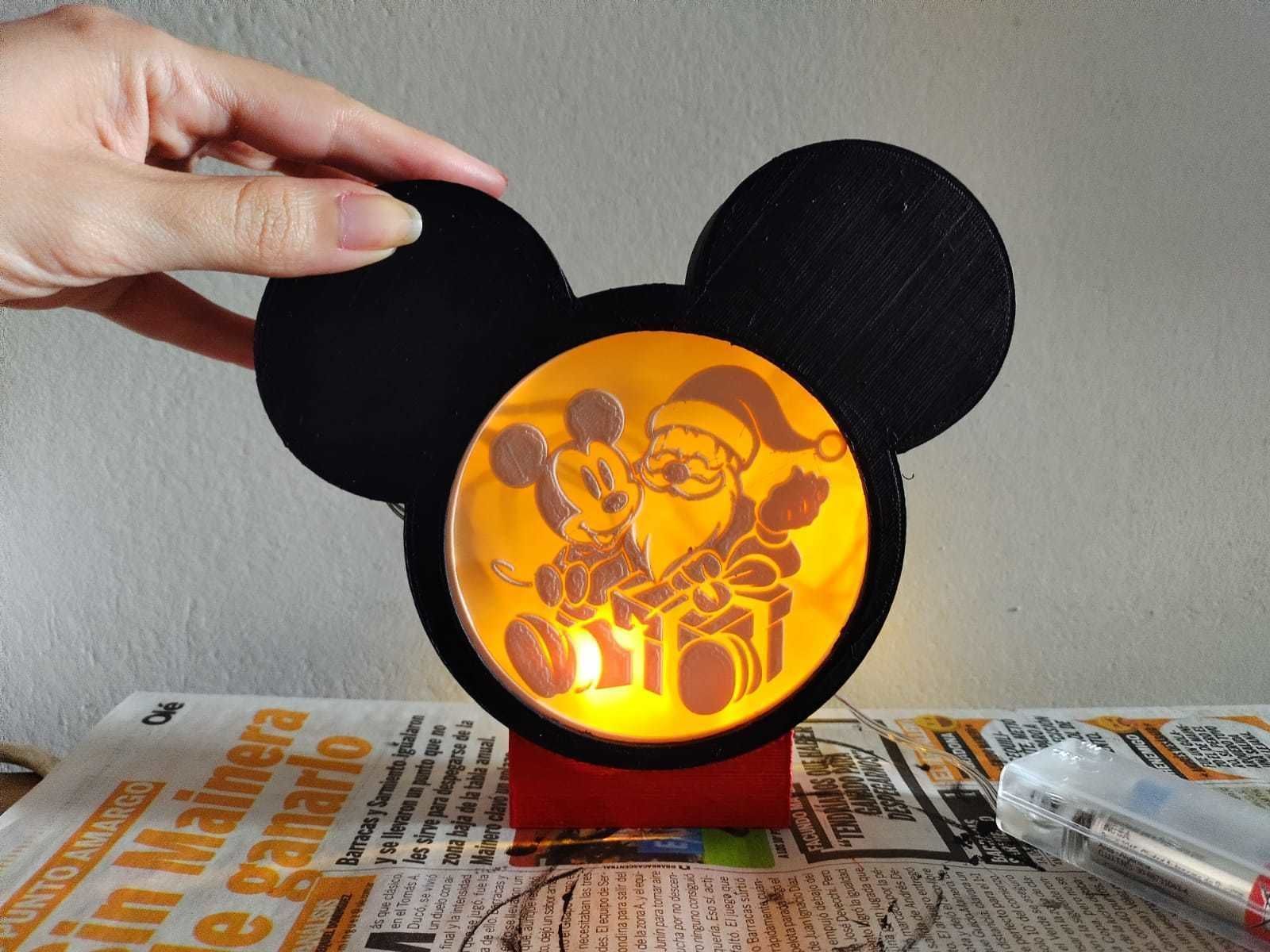 Mickey Mouse and Santa Litho Lamp and Christmas stickers  3D print model_2