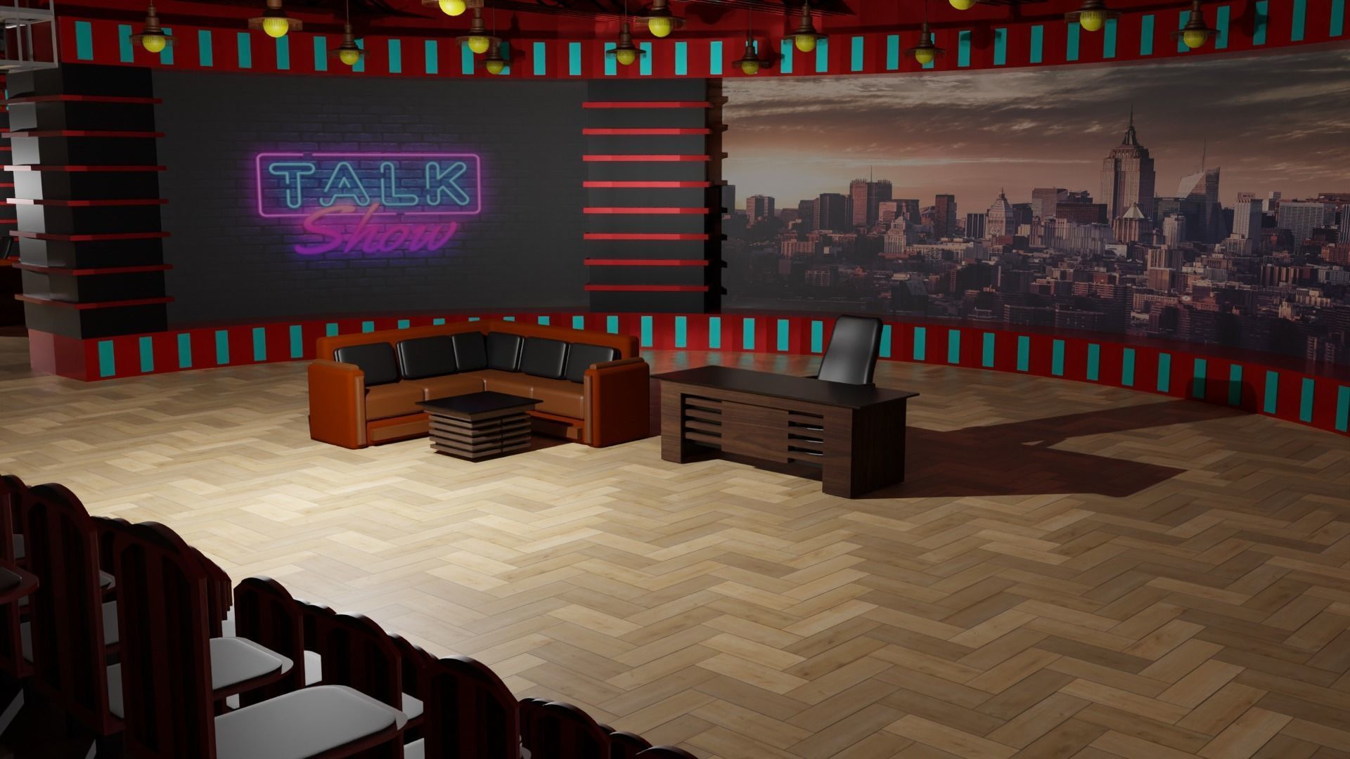 Talk Show TV Studio Low-poly 3D model_5