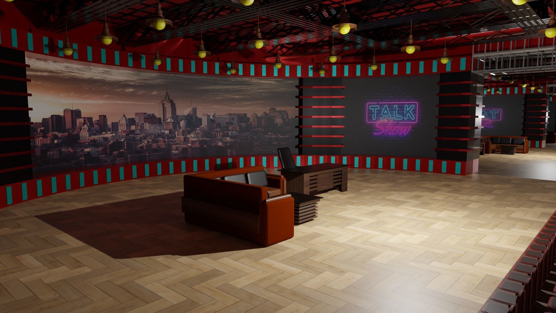 Talk Show TV Studio Low-poly 3D model_2