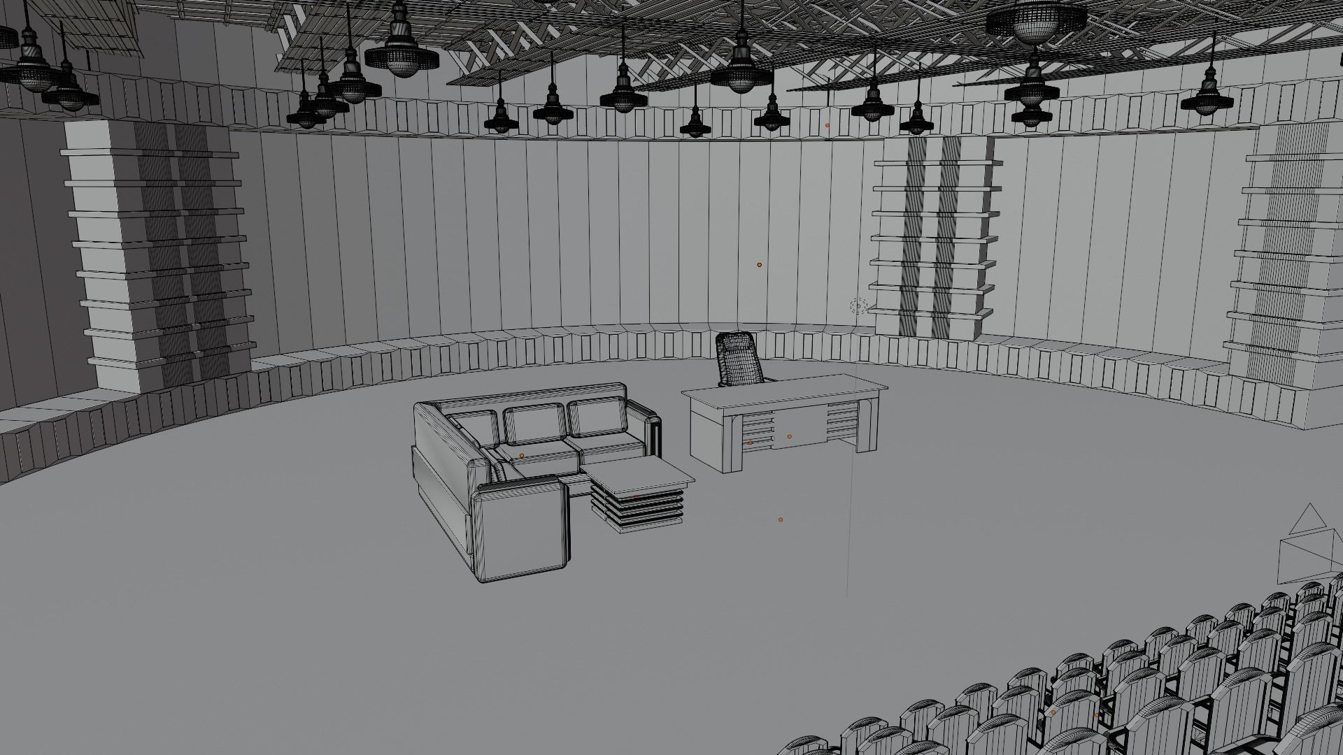Talk Show TV Studio Low-poly 3D model_7