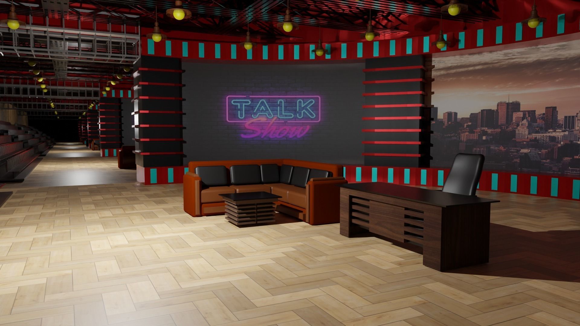Talk Show TV Studio Low-poly 3D model_3