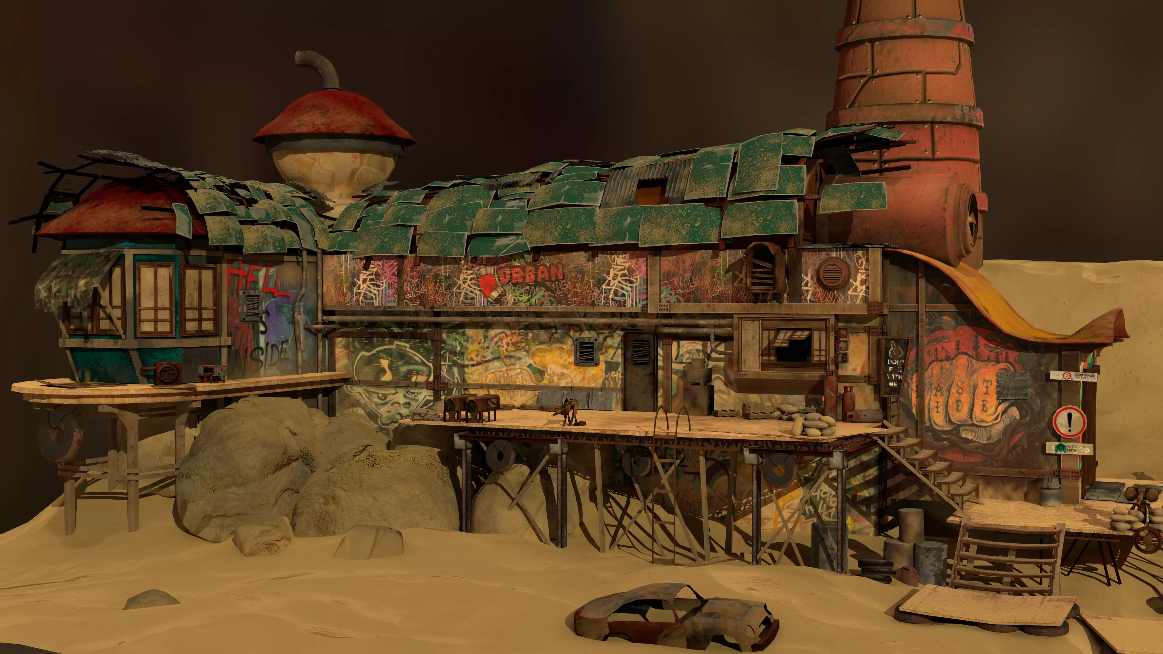 DESERT LOW POLY game ENVIRONMENT Low-poly 3D model