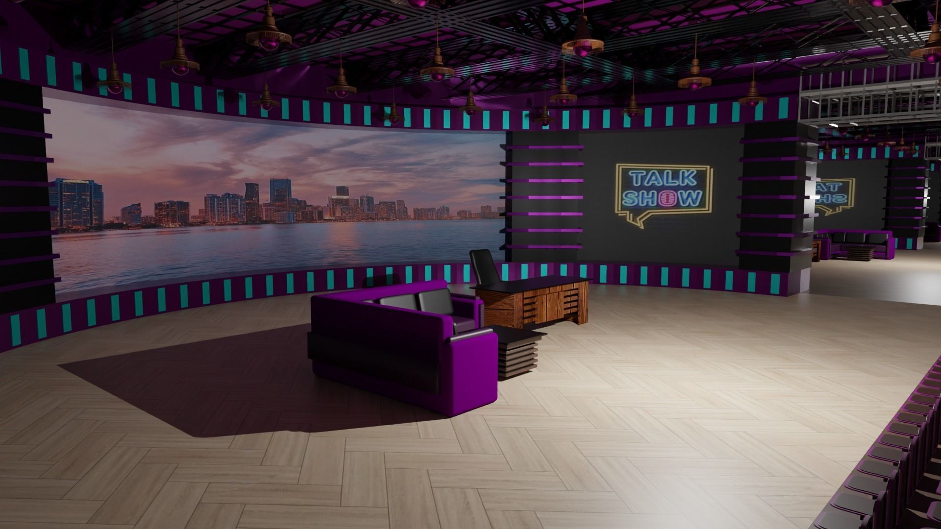 Talk Show TV Studio Low-poly 3D model_3