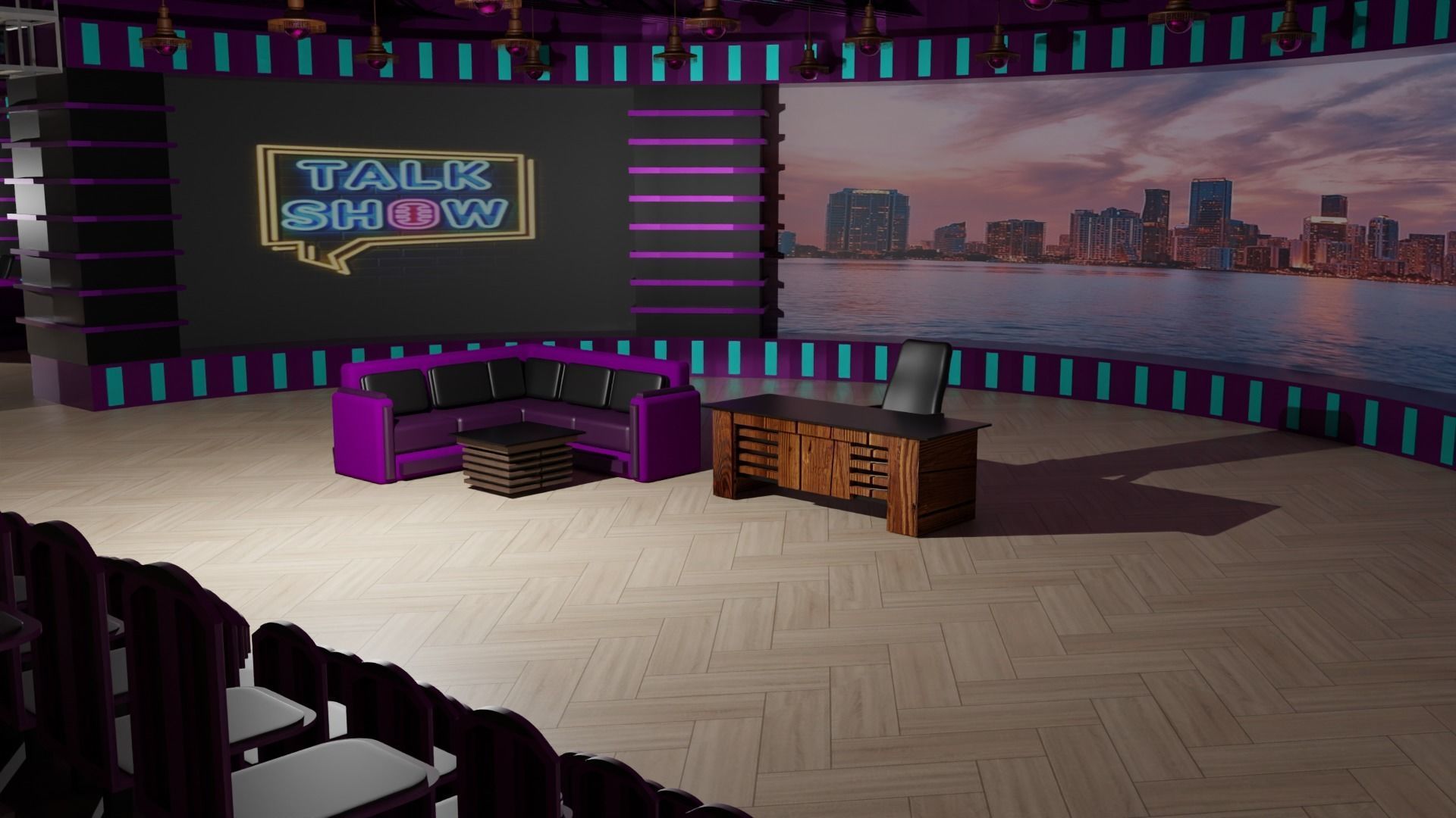 Talk Show TV Studio Low-poly 3D model_5