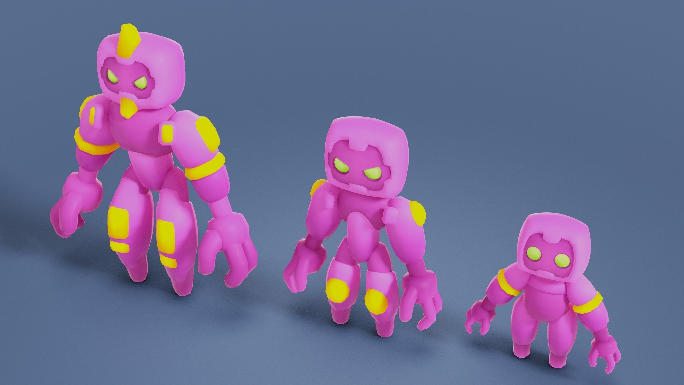 Cartoon Robots Pack 01 Low-poly 3D model_36
