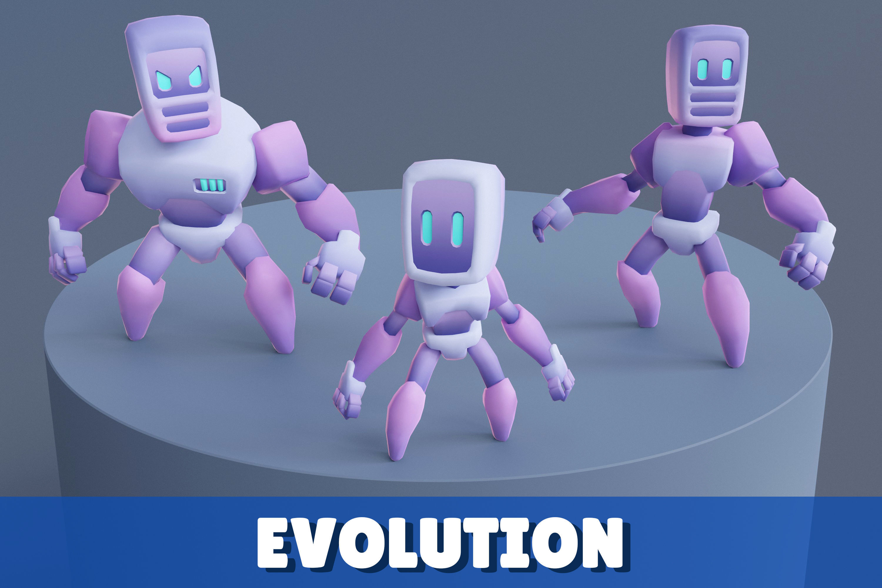 Cartoon Robots Pack 01 Low-poly 3D model_4