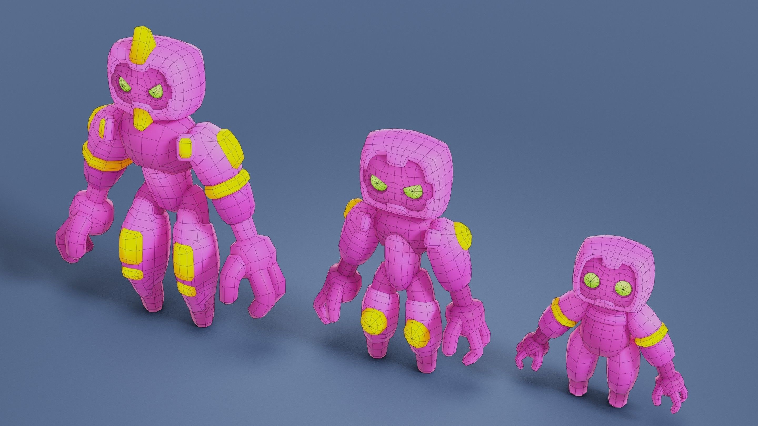 Cartoon Robots Pack 01 Low-poly 3D model_37