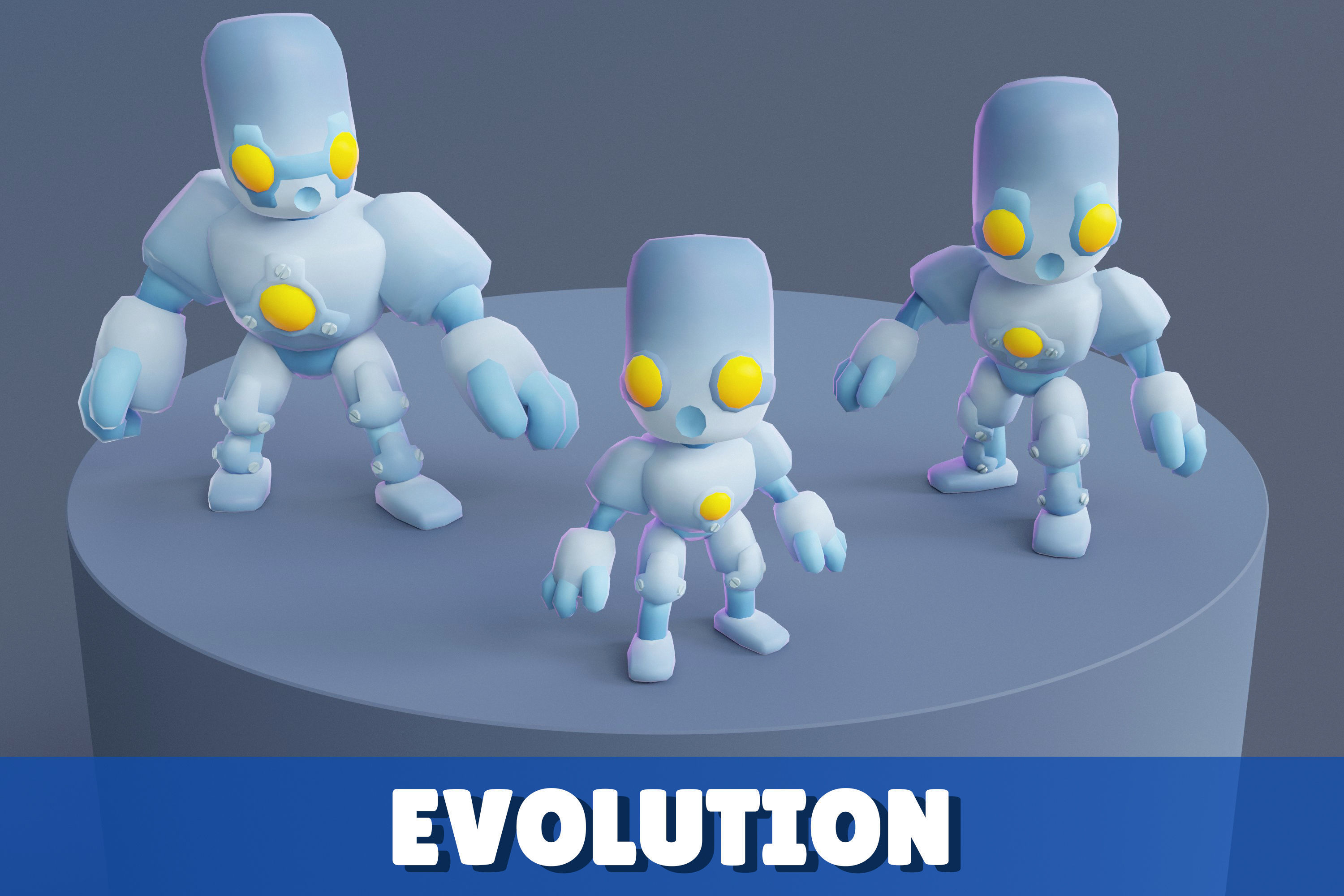 Cartoon Robots Pack 01 Low-poly 3D model_10