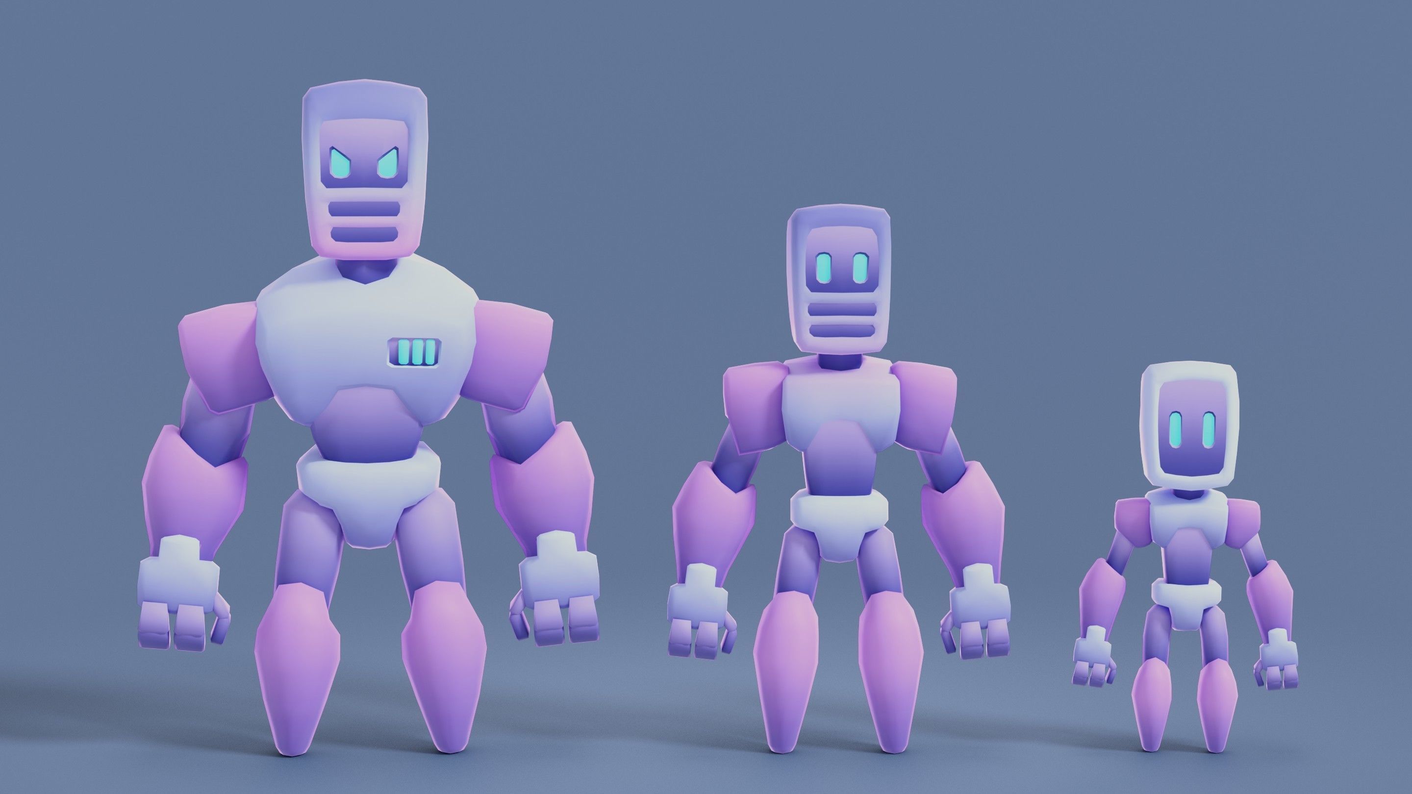 Cartoon Robots Pack 01 Low-poly 3D model_26
