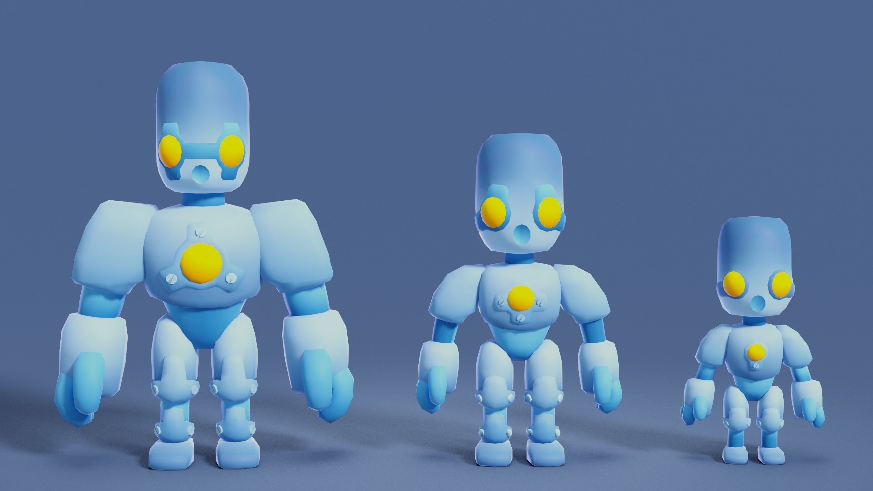 Cartoon Robots Pack 01 Low-poly 3D model_62
