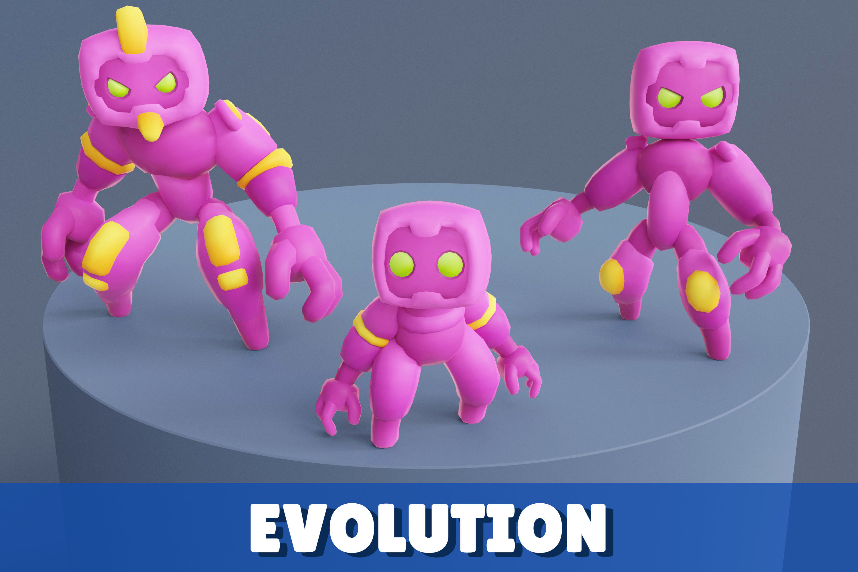 Cartoon Robots Pack 01 Low-poly 3D model_6