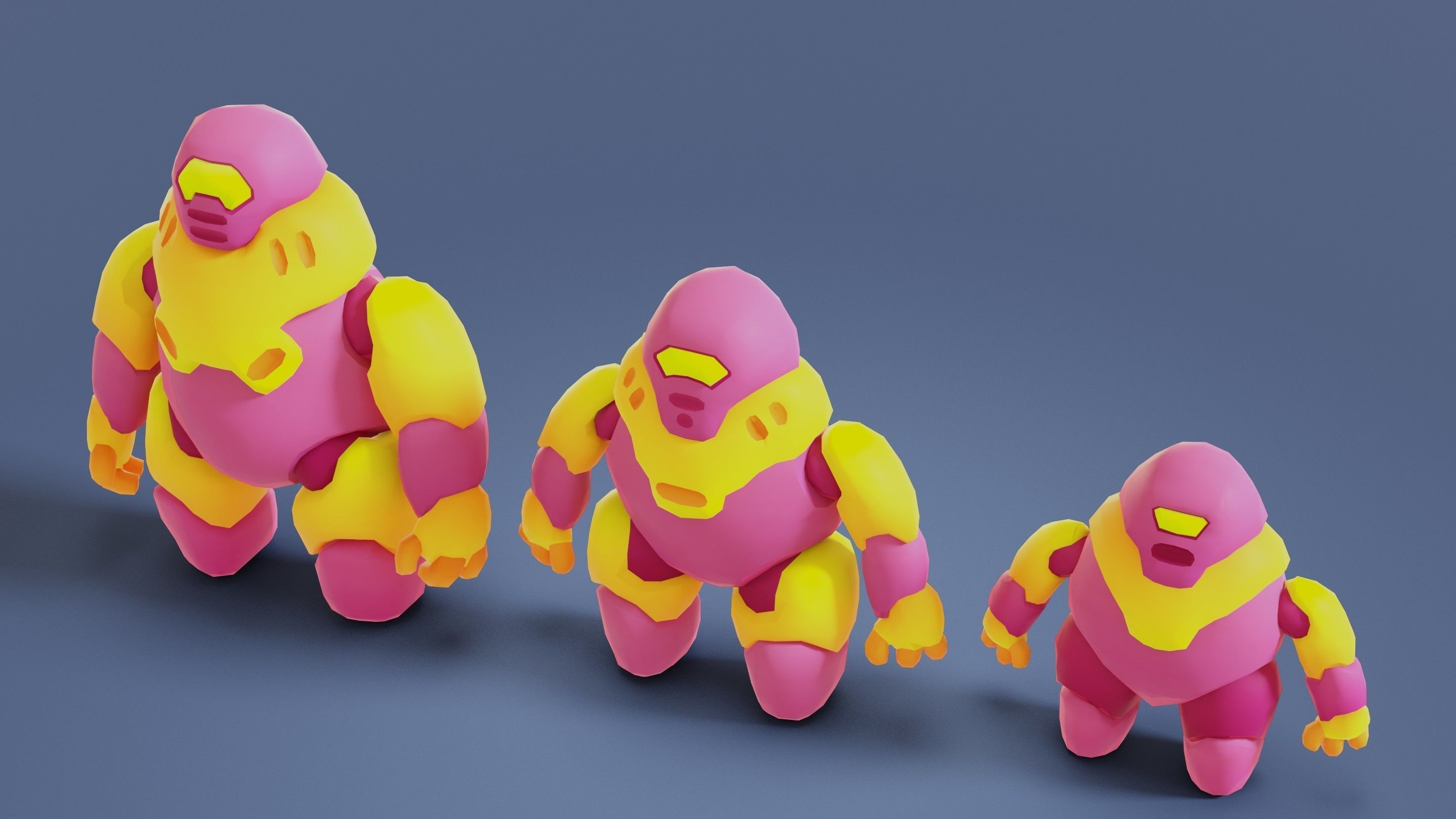 Cartoon Robots Pack 01 Low-poly 3D model_18