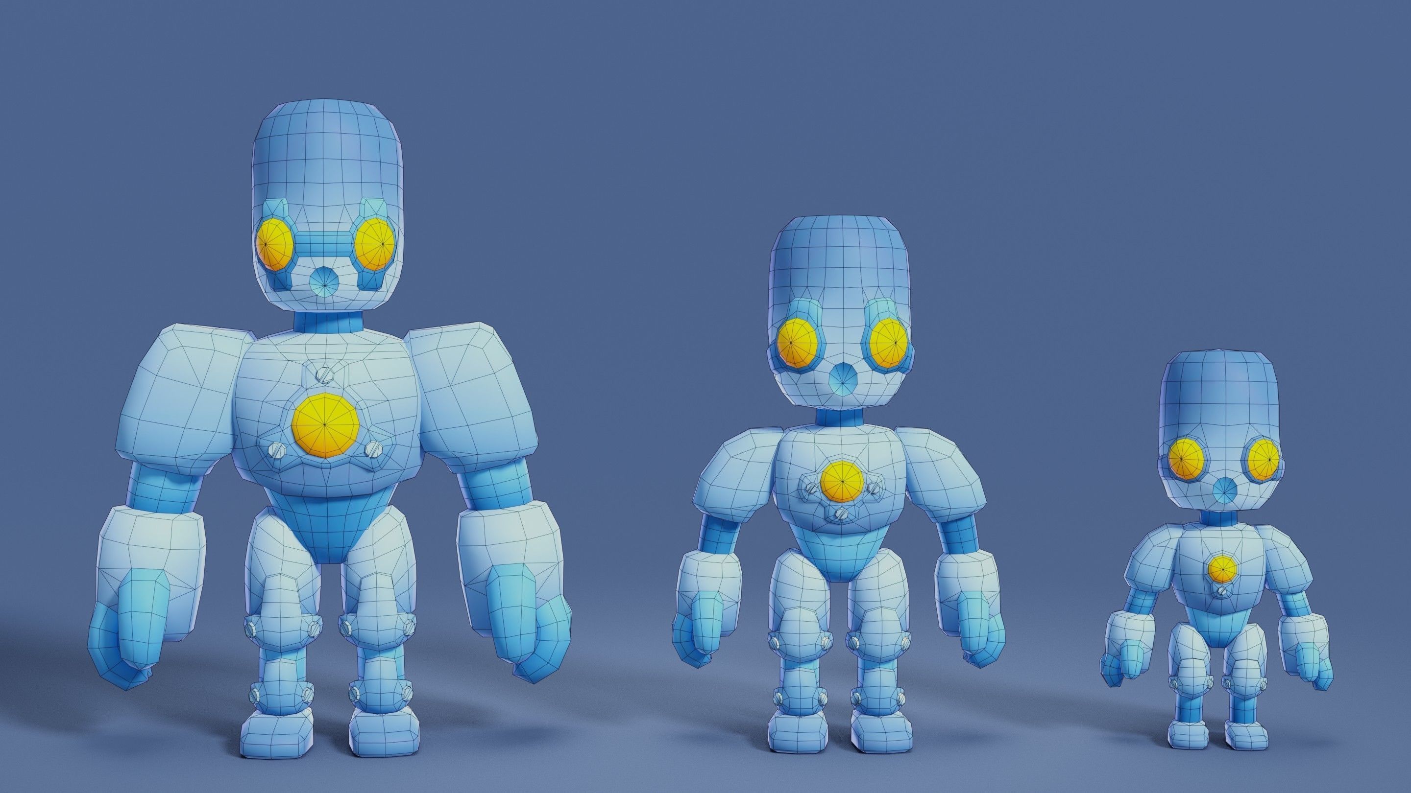 Cartoon Robots Pack 01 Low-poly 3D model_63