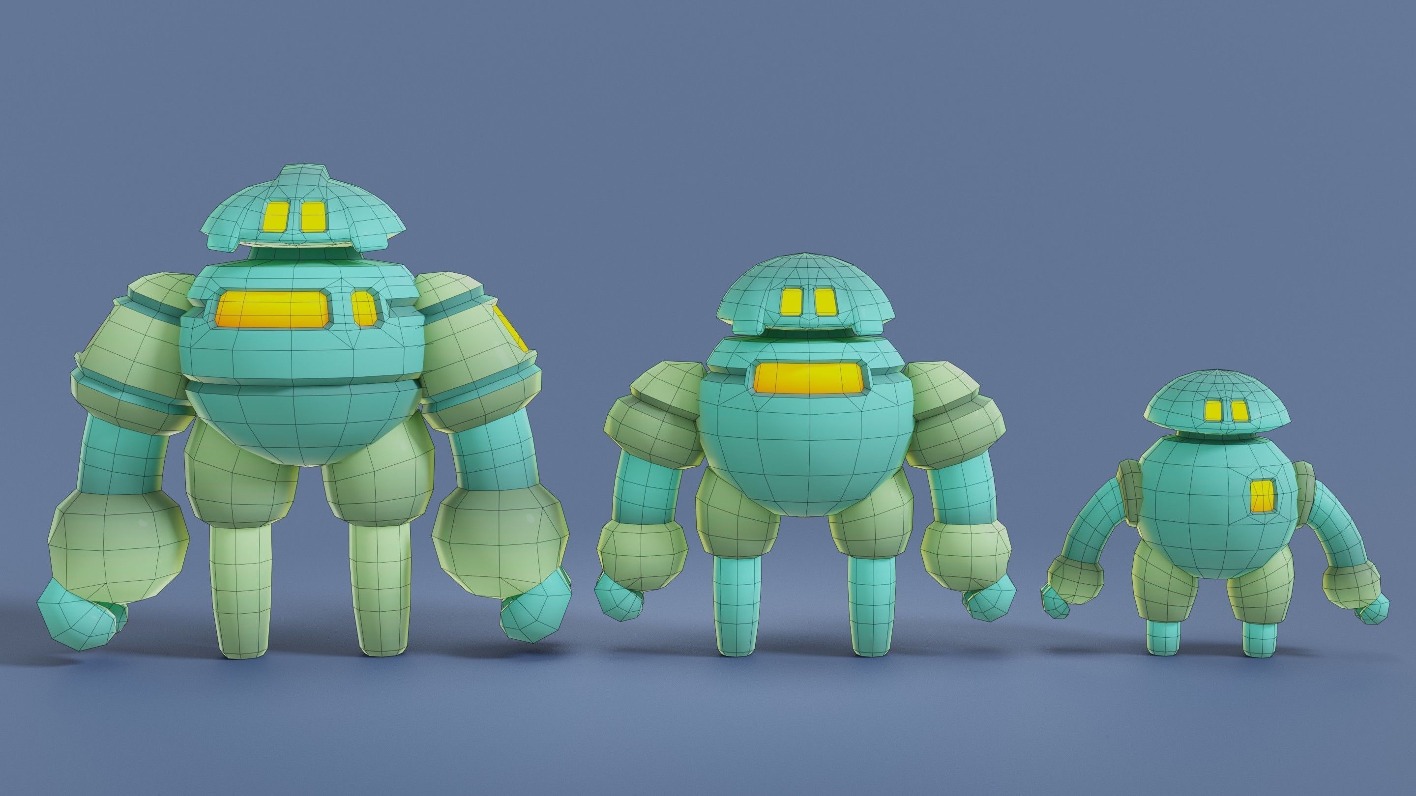 Cartoon Robots Pack 01 Low-poly 3D model_51