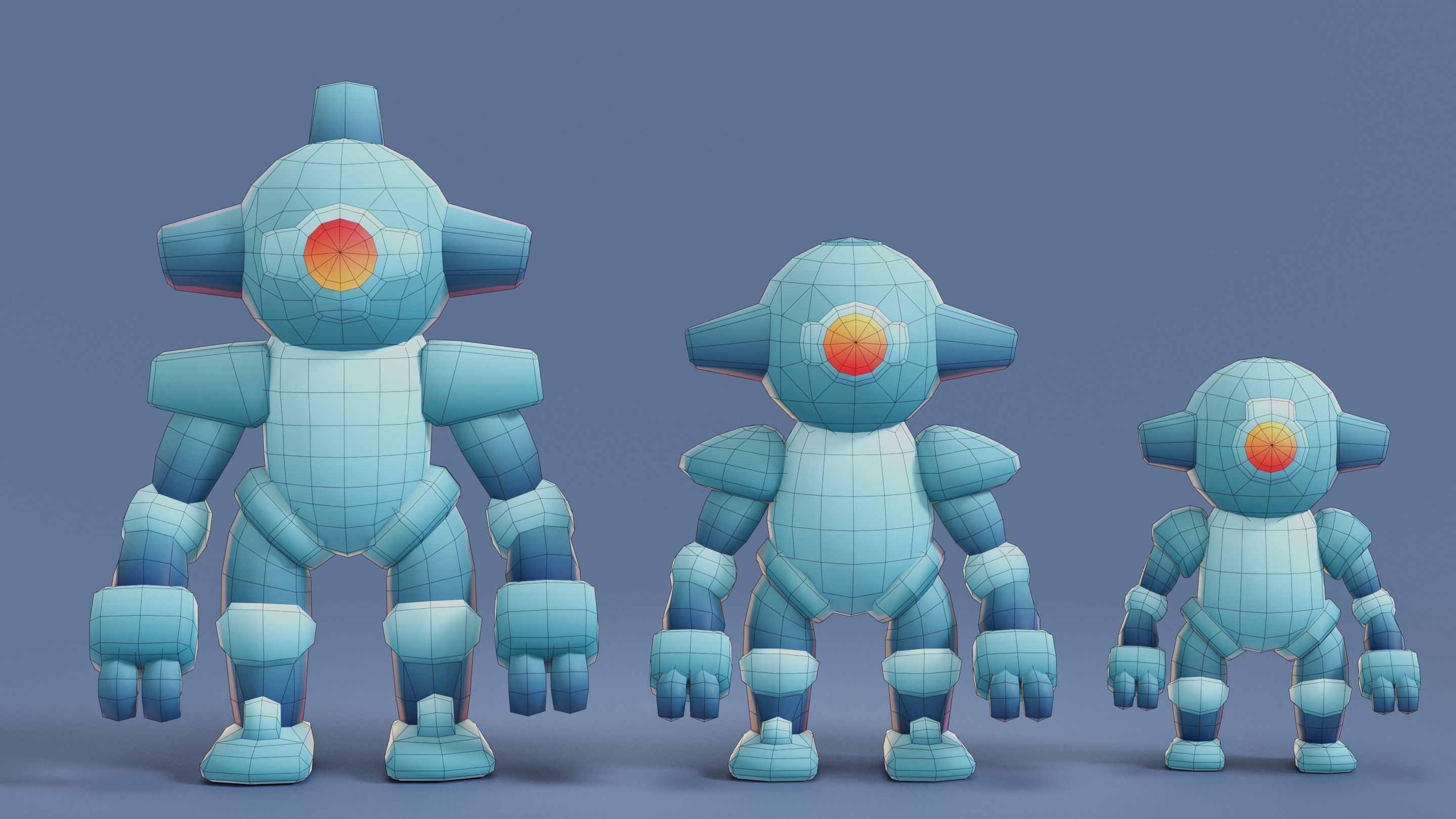 Cartoon Robots Pack 01 Low-poly 3D model_15